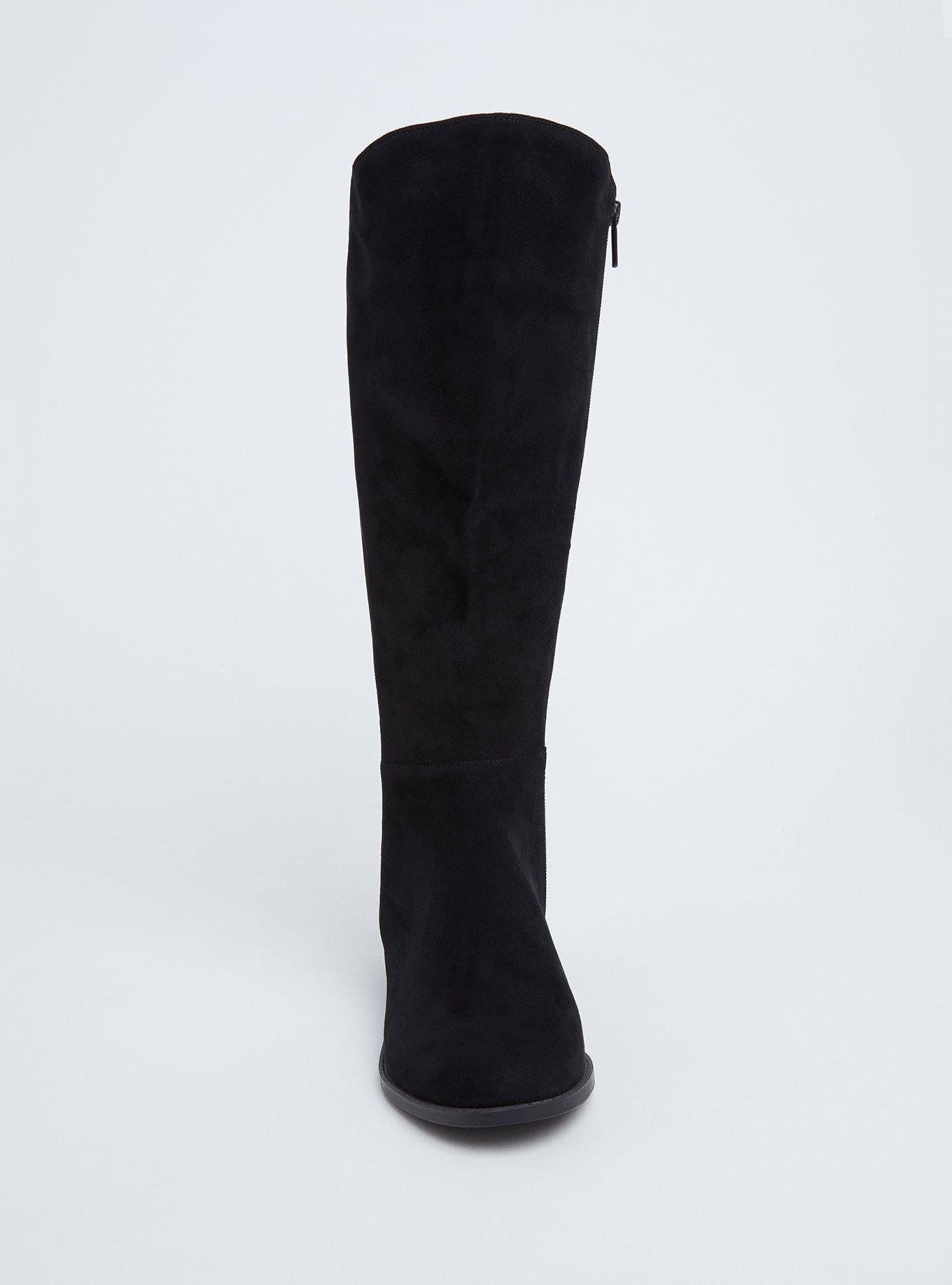 Faux Suede Knee-High Boot (WW), BLACK, alternate