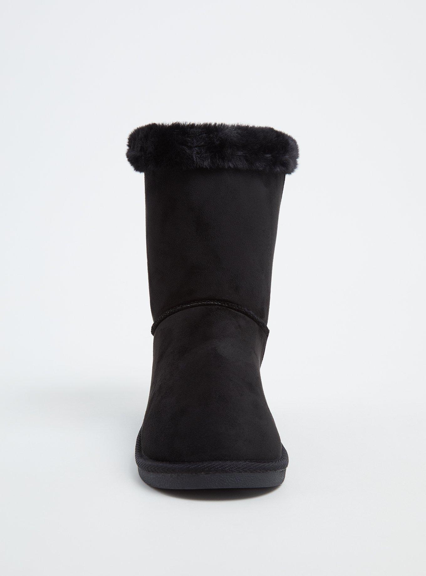 Faux Fur Lined Strappy Back Bootie (WW), BLACK, alternate