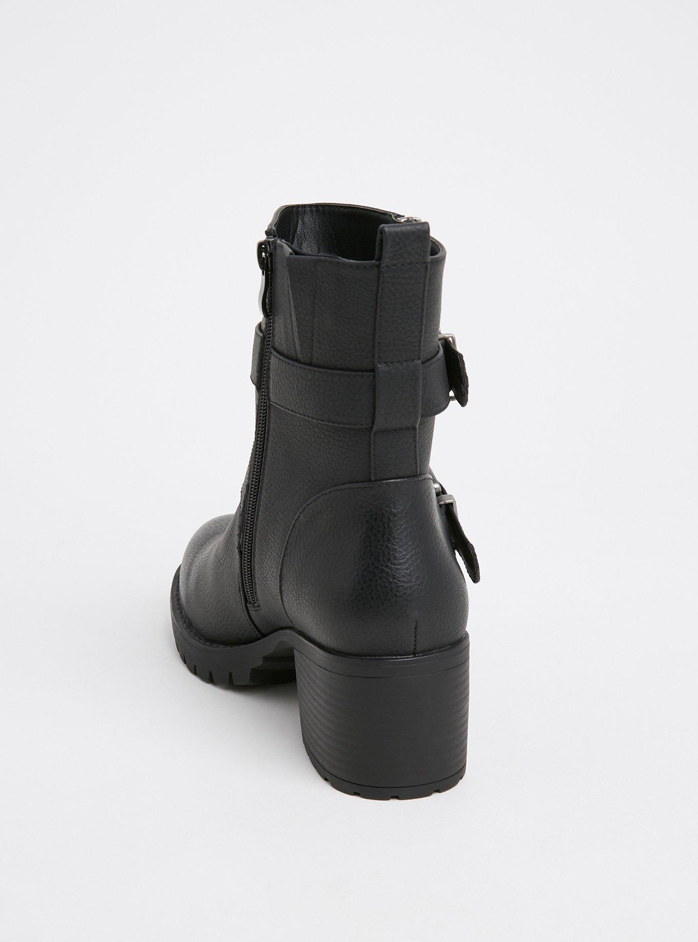 Plus Size Lug Sole Moto Bootie (WW), BLACK, alternate