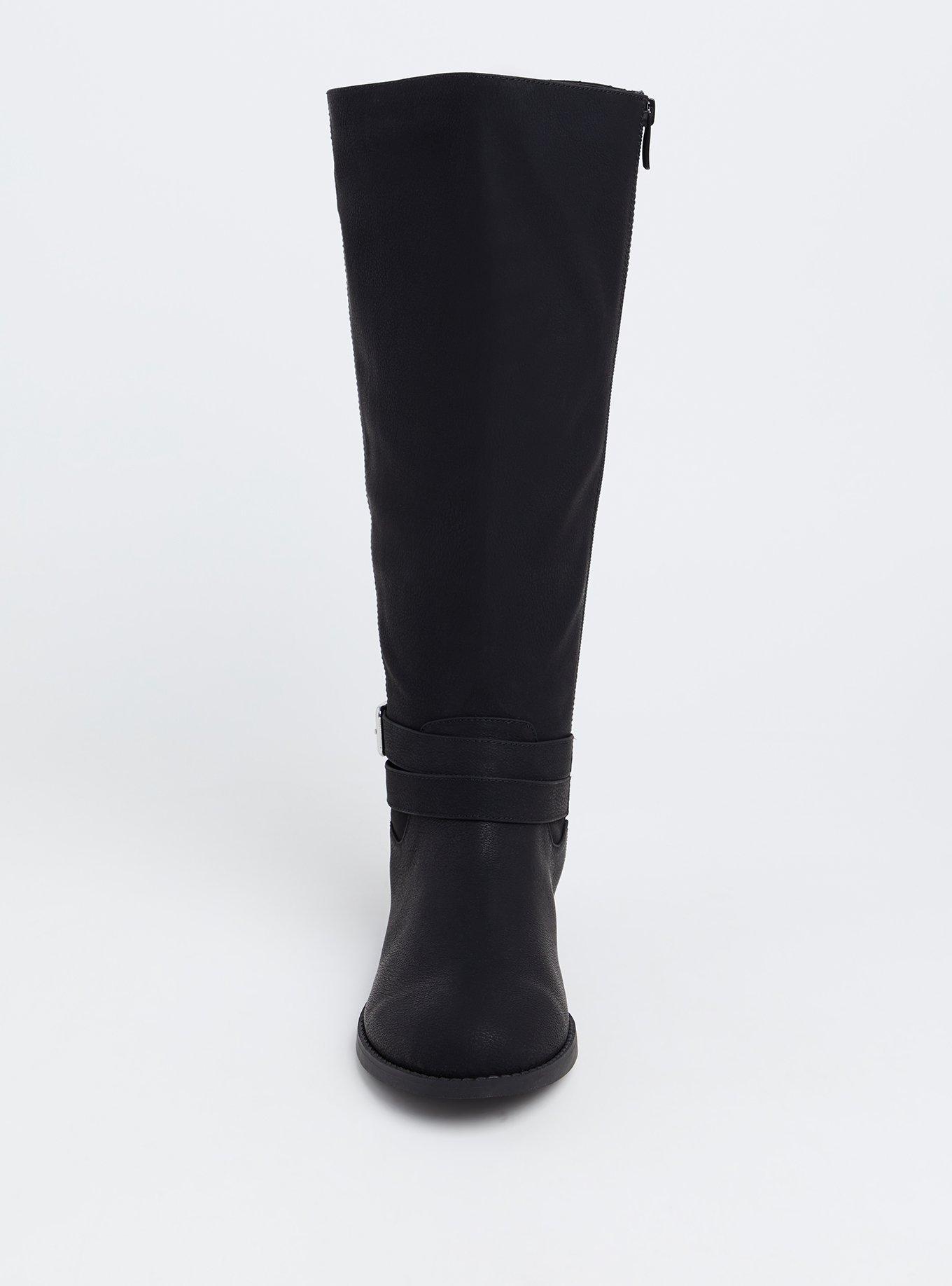 Plus Size Quilted Buckle Knee-High Boot (WW), BLACK, alternate