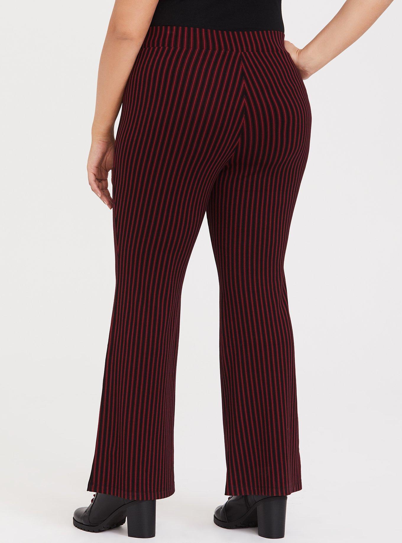 Red striped flare pants online