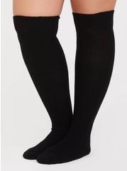 Plus Size 2 Pack Cable Knit Knee-High Sock, BLACK GREY, alternate