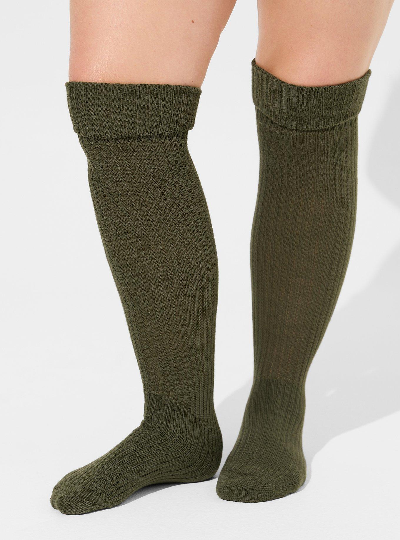 Cable Knit Over The Knee High Socks Womens Grey OTK 34 Long