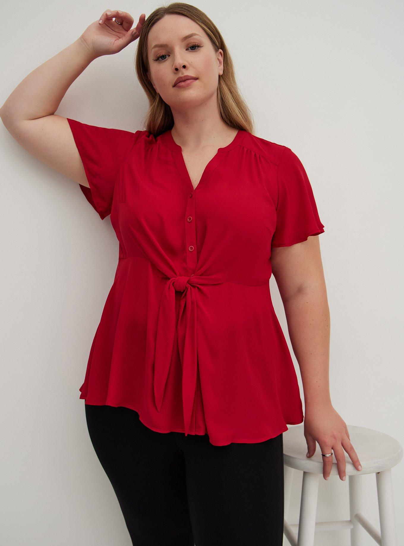 Jester V-Neck Tie-Front Blouse