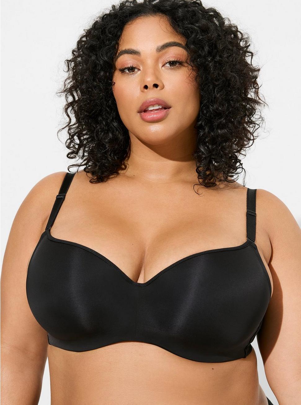 Full-Coverage Balconette Lightly Lined Smooth 360° Back Smoothing™ Bra, RICH BLACK, hi-res