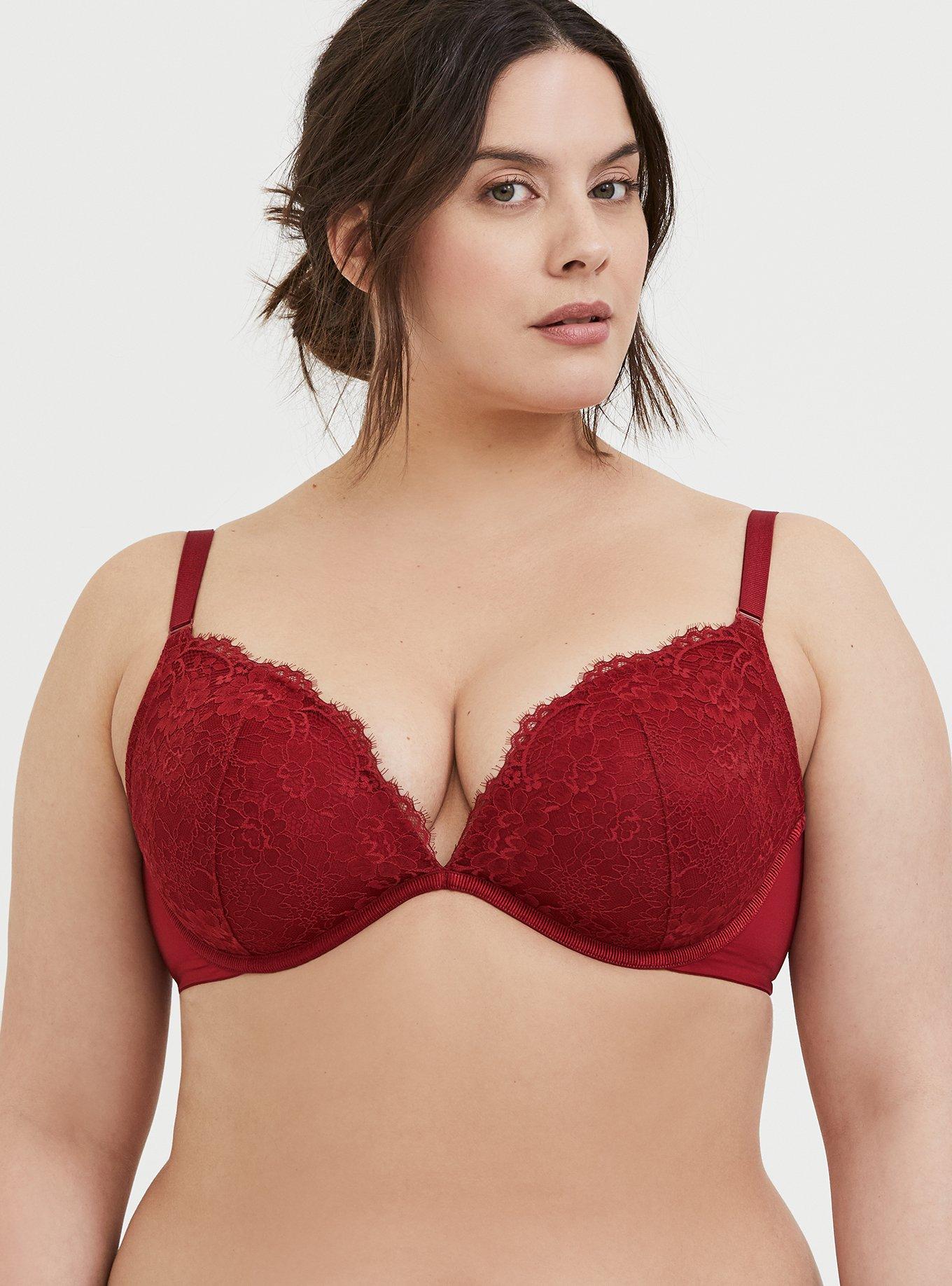 Torrid 48D Lace Red Lightly Lined Everyday Wire-Free Bra 360° Back