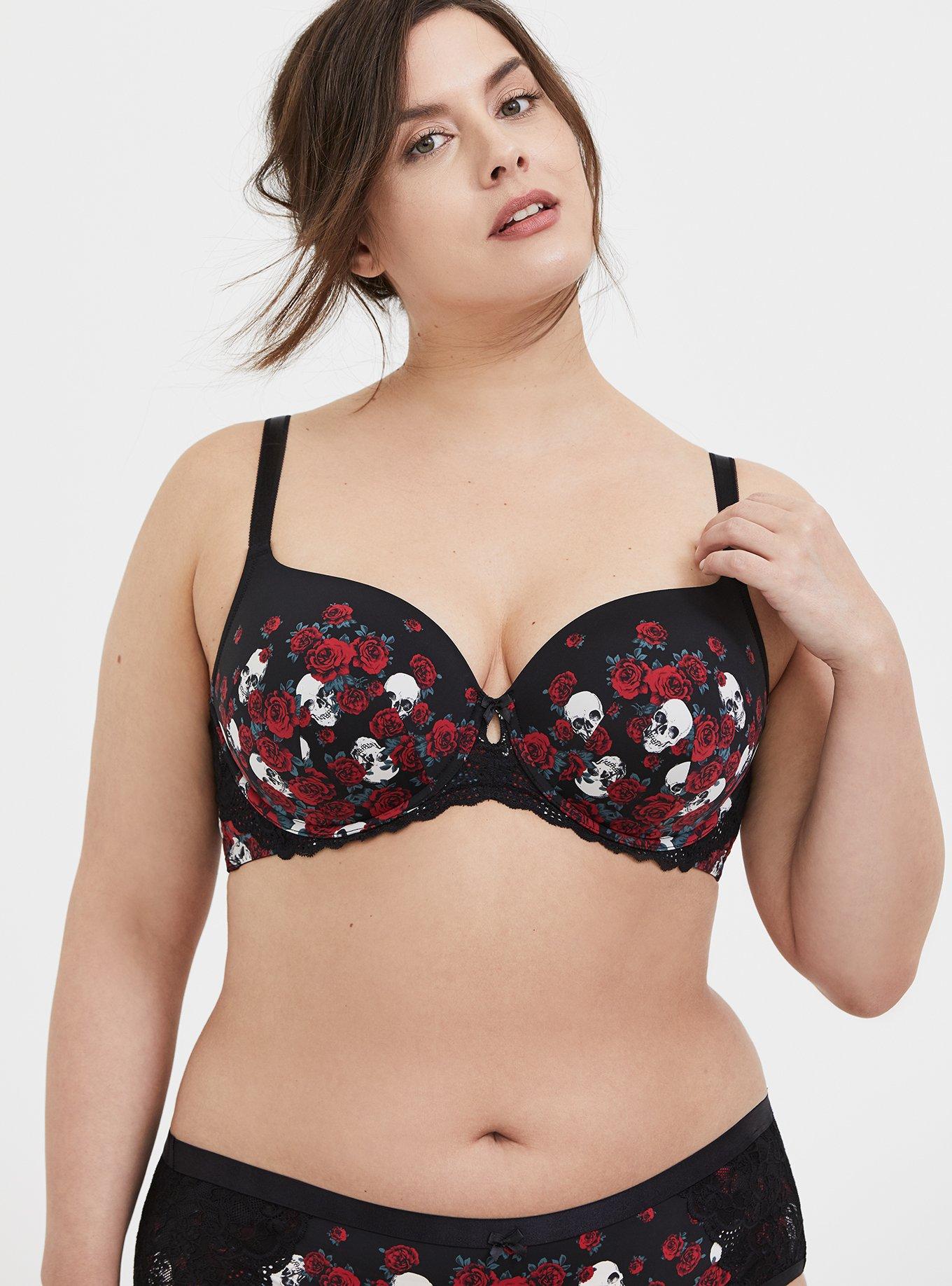 Torrid Skull 💖 Roses Back Smoothing Front Close Bra Underwire