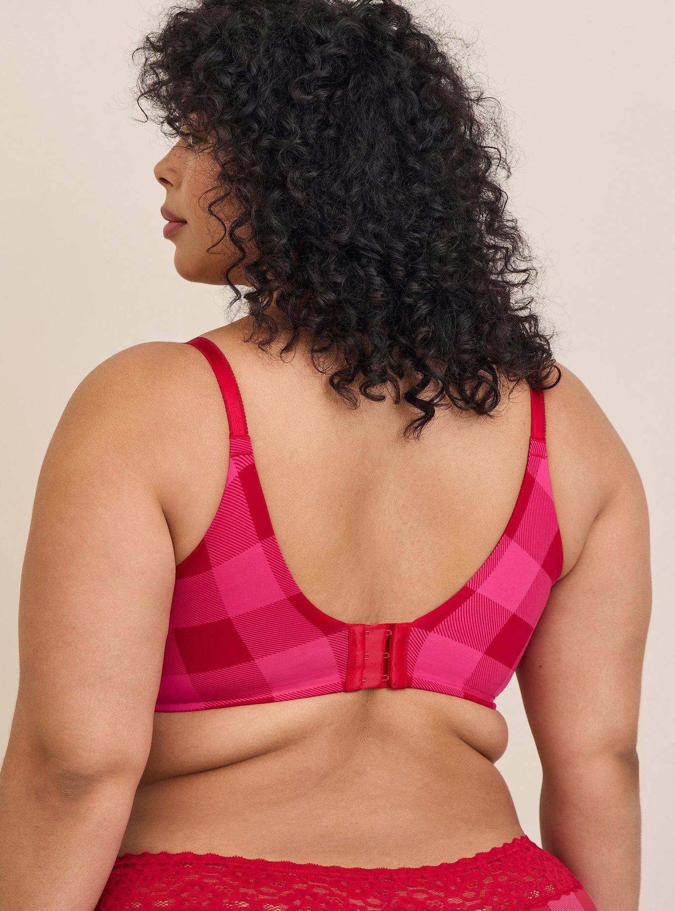 SOLD OUT!!!!!!!!!!!!!!SALE!! Fun Red and Pink Plaid Print Bra 44D