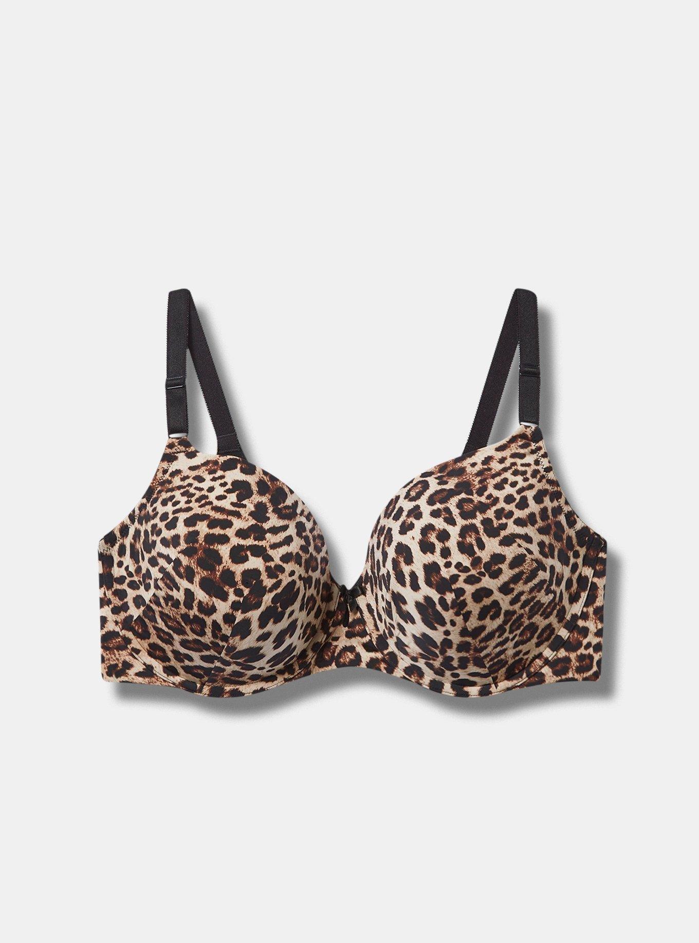 Ladies Leopard Cheetah Print Underwire Padded Bra Size 36D Front Closure