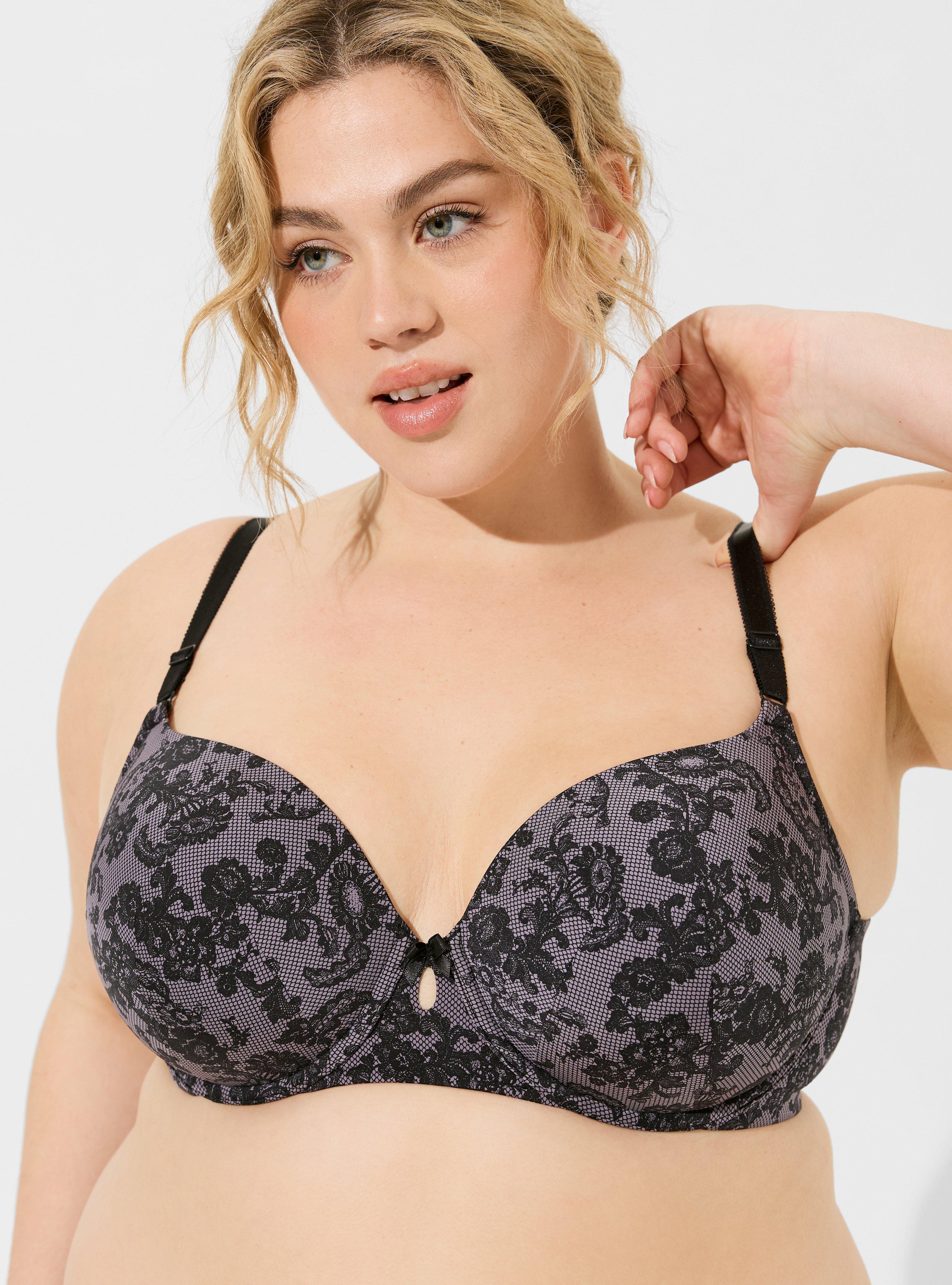 Plus Size - Dark Purple Microfiber & Lace T-Shirt Bra - Torrid