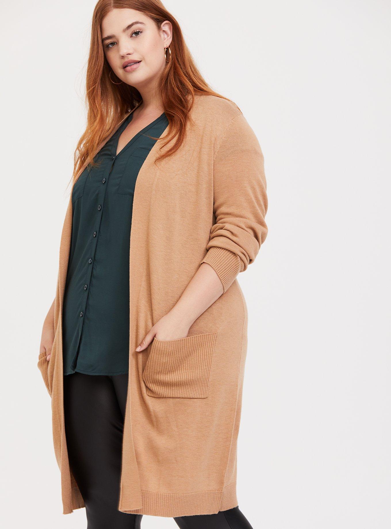 Plus size tan cardigan sale