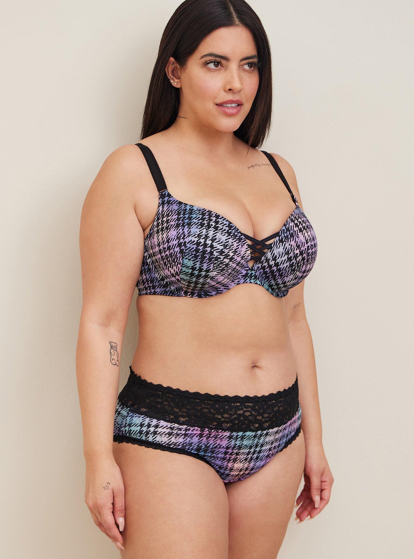 Plus Size - Plaid Print Microfiber Push-Up Plunge Bra - Torrid