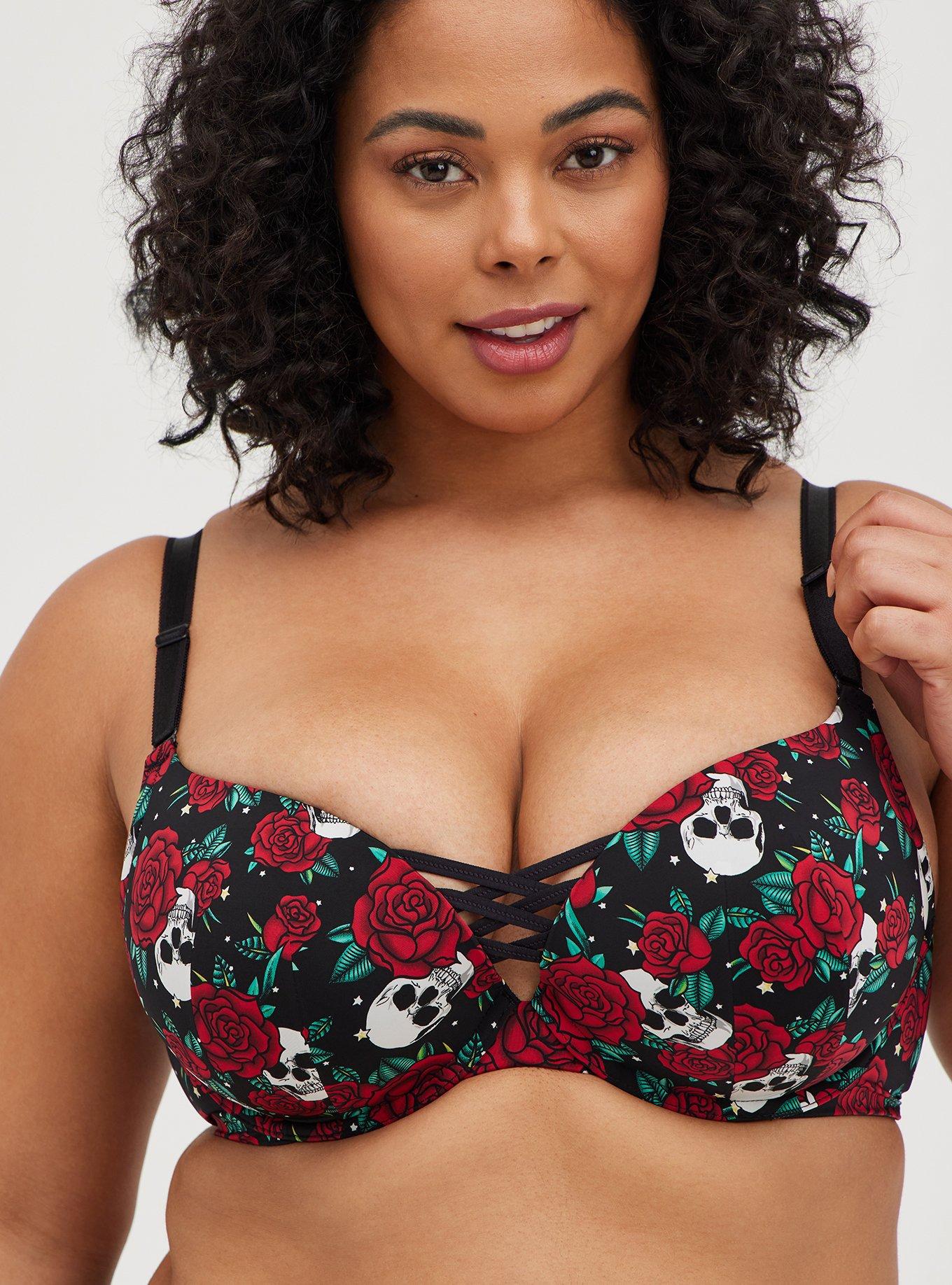 Plus Size - XO Plunge Push Up Floral Lace 360° Back Smoothing® Bra