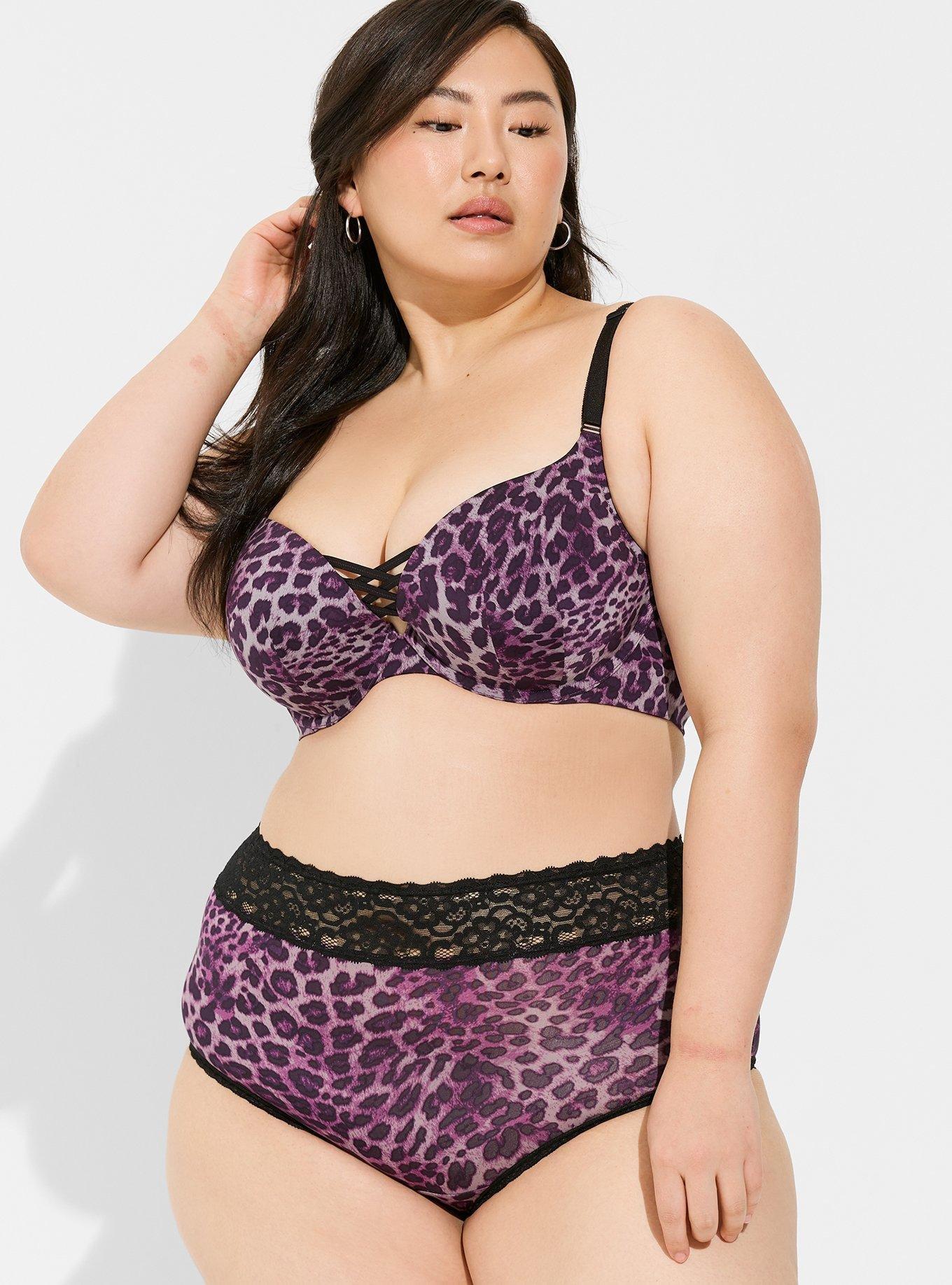 Womens Purple Leopard Print Push Up Bra