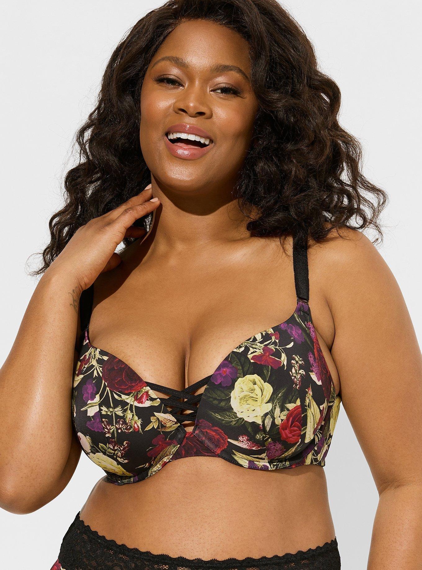 Cacique, Intimates & Sleepwear, Cacique Lane Bryant Black White Floral  Lace Underwire Plunge Padded Push Up 42b