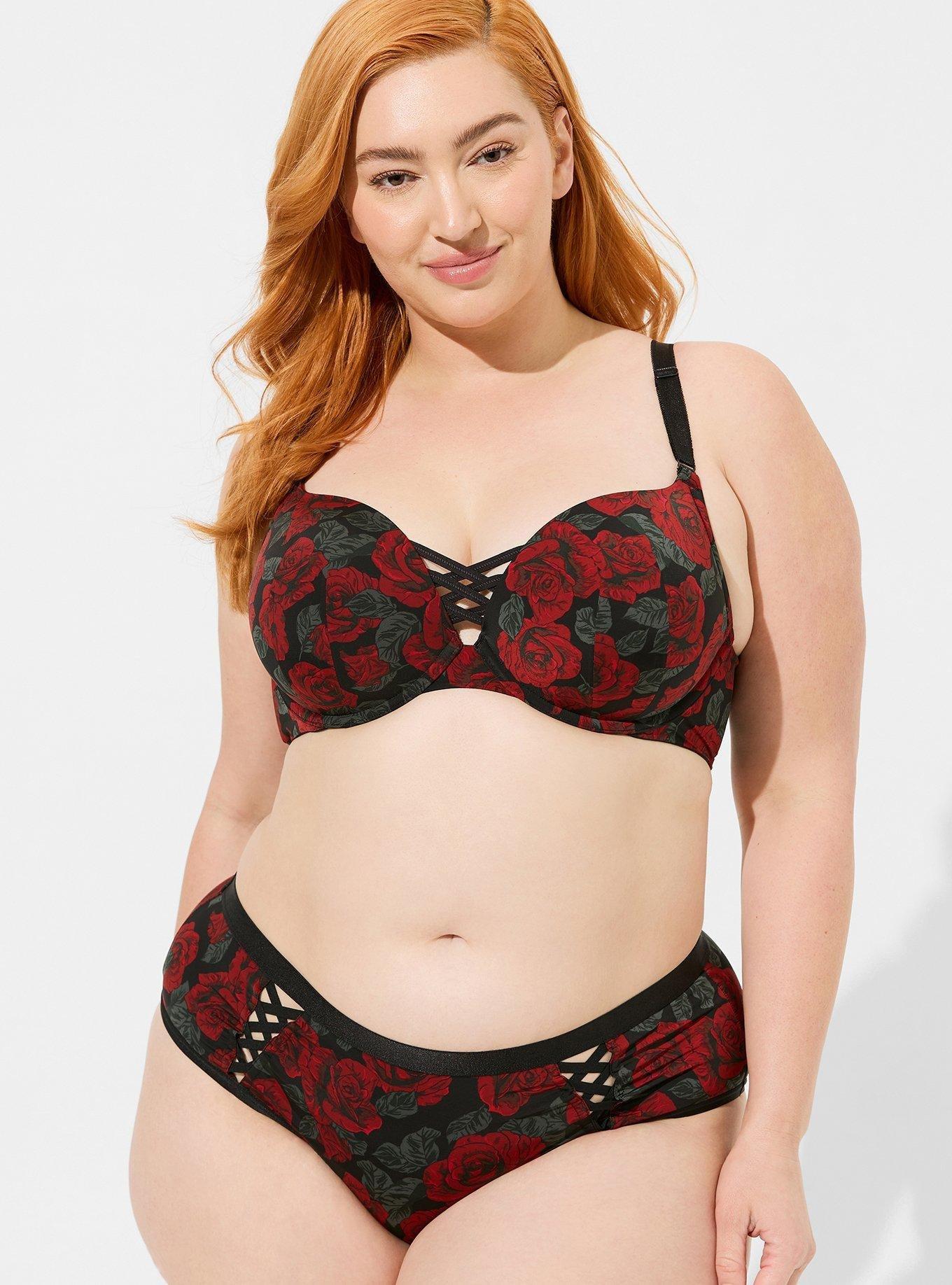 Plus Size - Wire-Free Lightly Lined Tattoo Lace Plunge 360° Back Smoothing™  Bra - Torrid