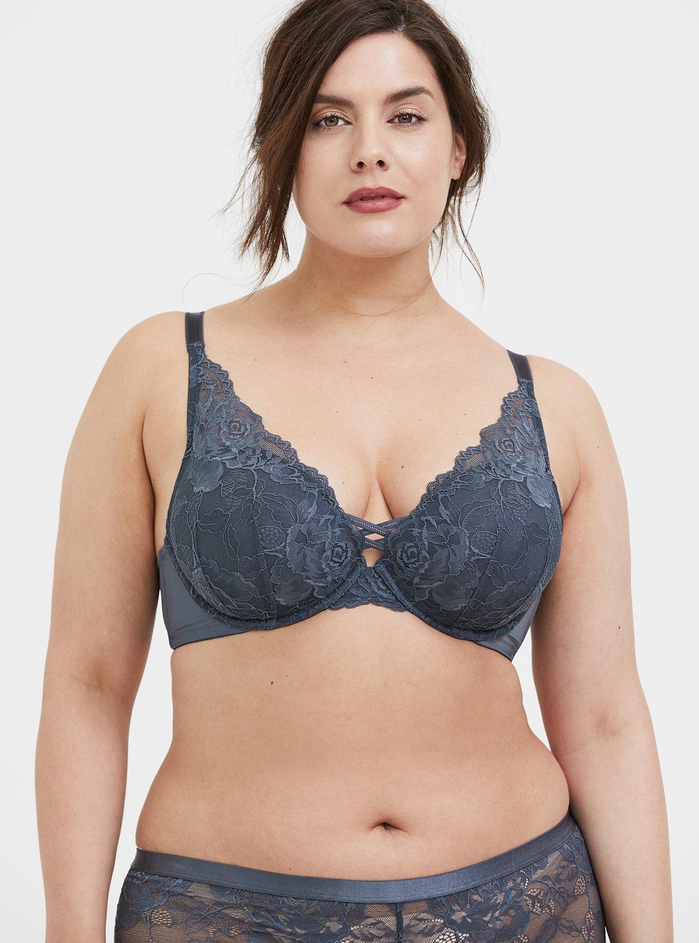 NWT TORRID $48 Teal Blue Chunky Lace Push Up Plunge Bra Size 36D Sexy  Underwire 