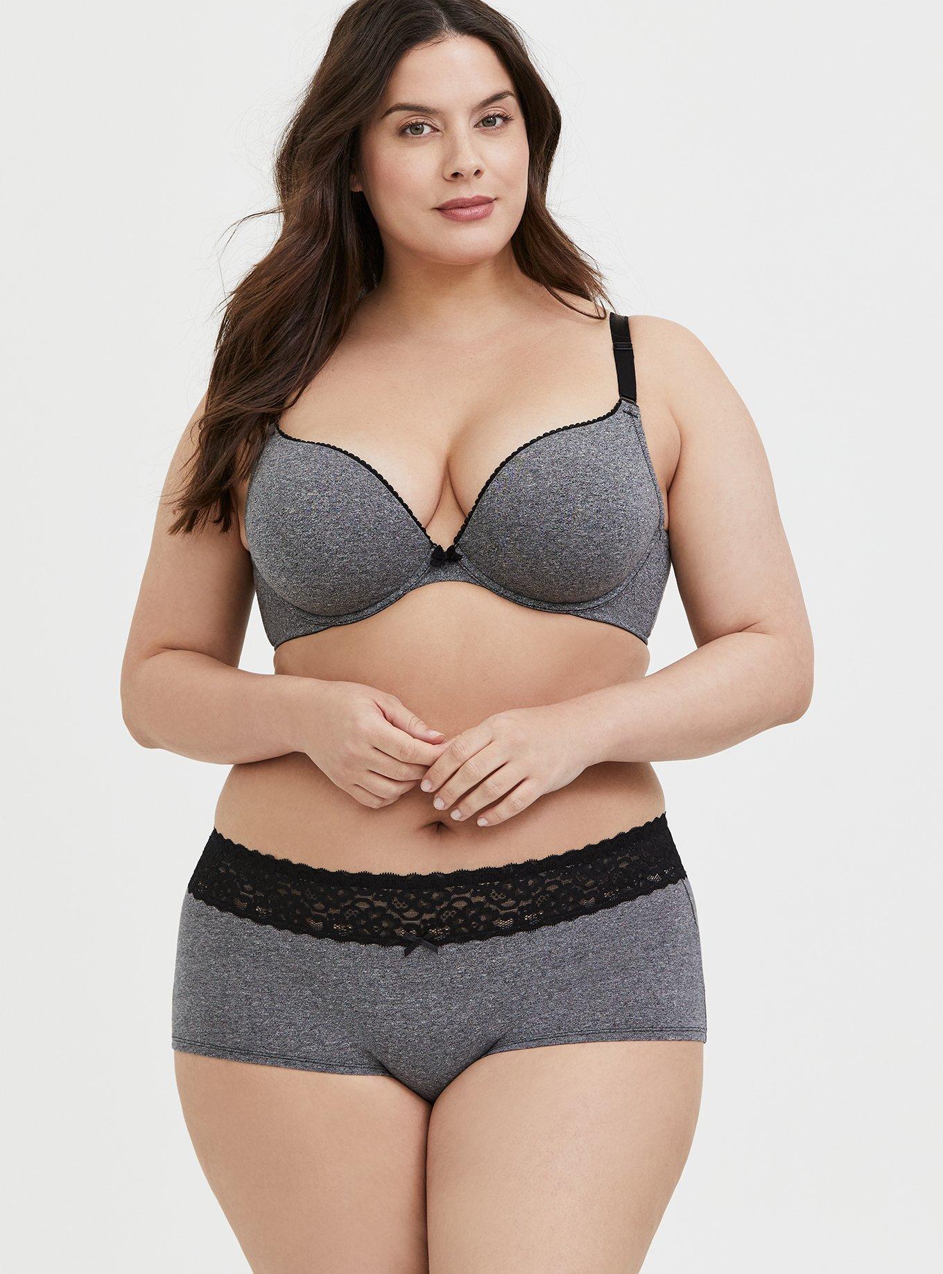 TORRID PUSH-UP WIRE-FREE BRA - GREY WITH 360° BACK SMOOTHING size 42 DDD