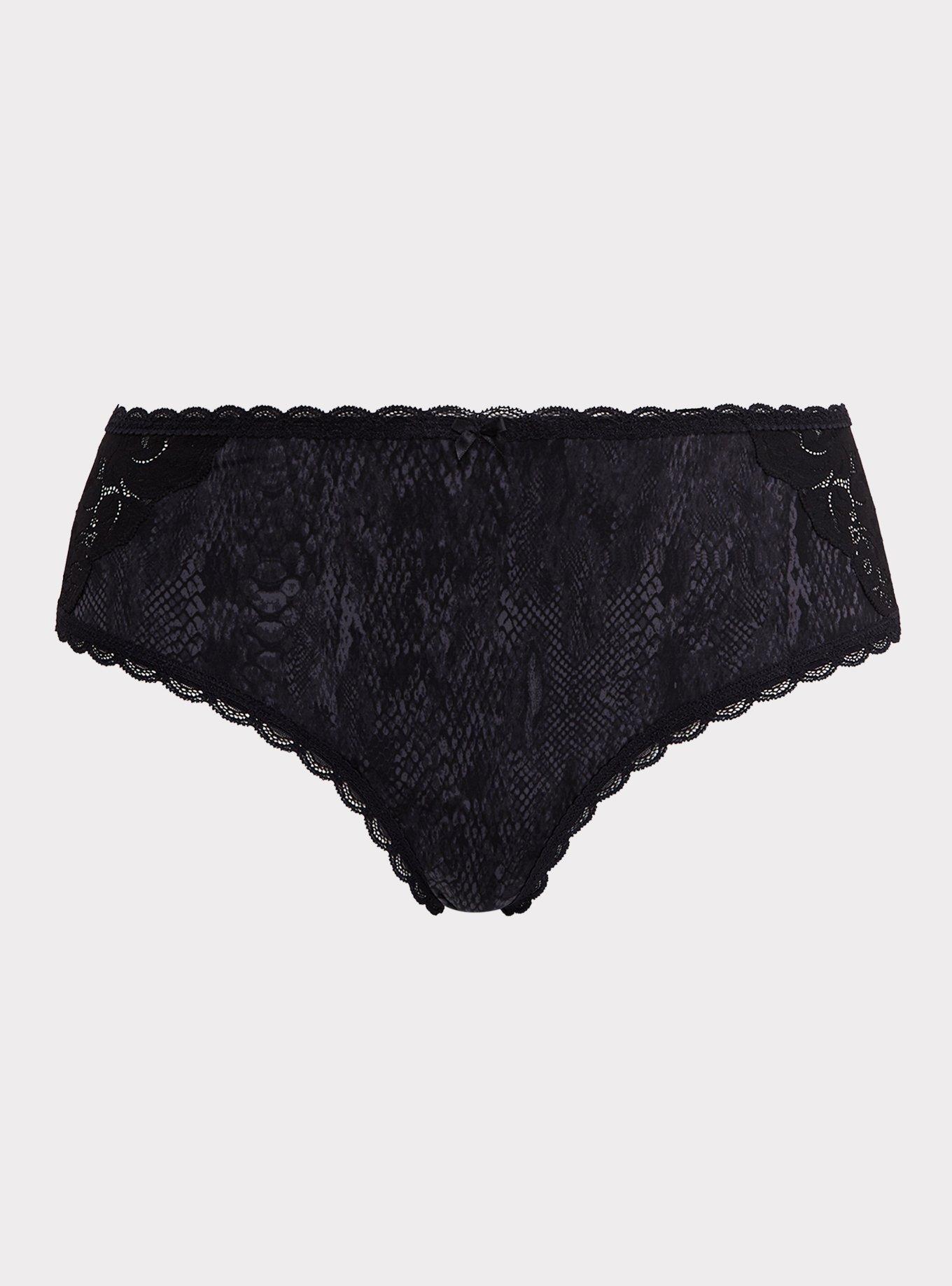 Microfiber And Lace Mid-Rise Hipster Lattice Back Panty