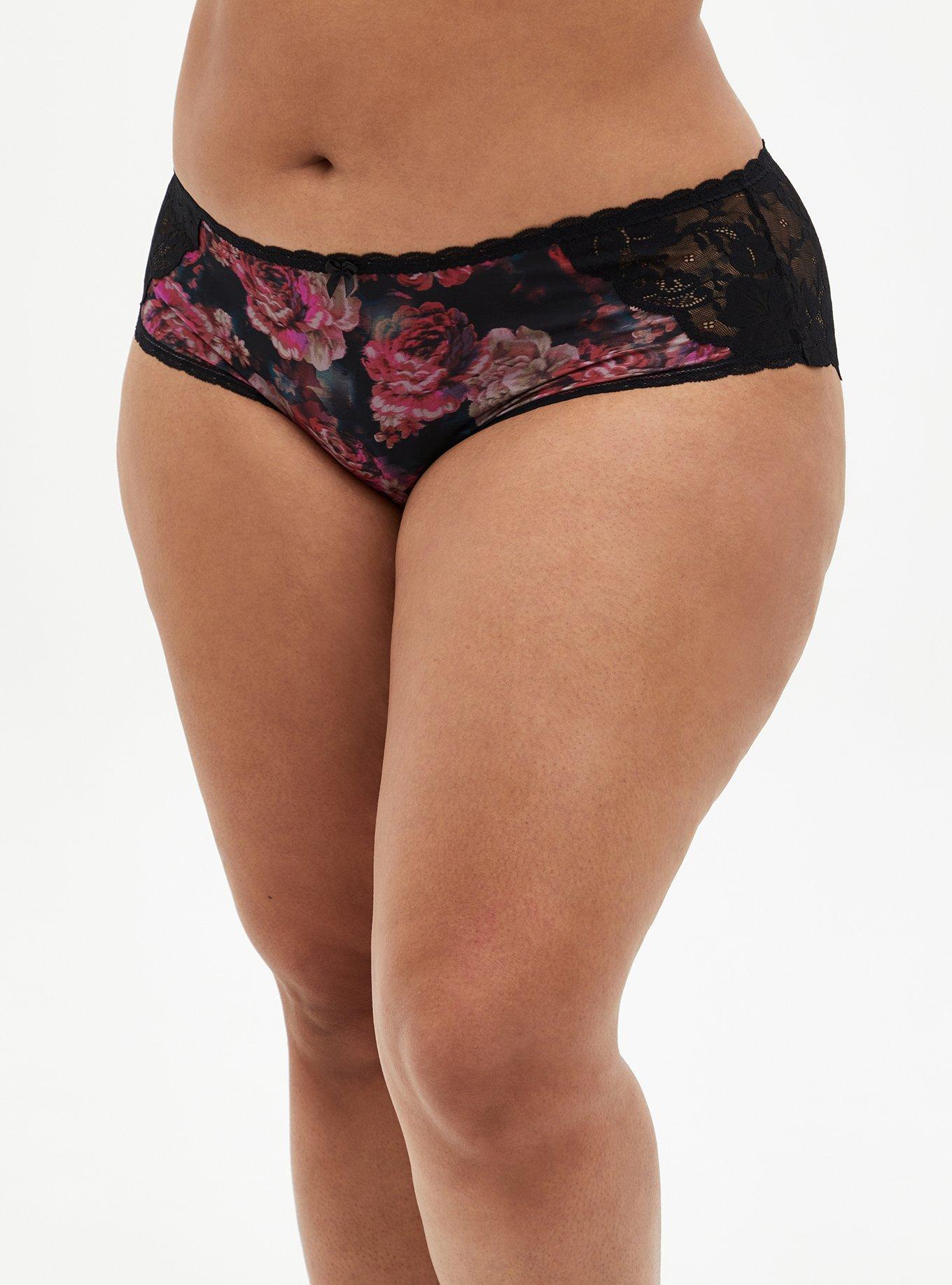 Plus Size - Microfiber And Lace Mid-Rise Hipster Lattice Back Panty - Torrid