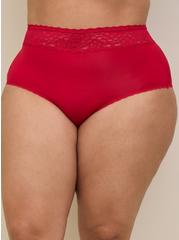 Second Skin Mid-Rise Brief Lace Trim Panty, JESTER RED, alternate
