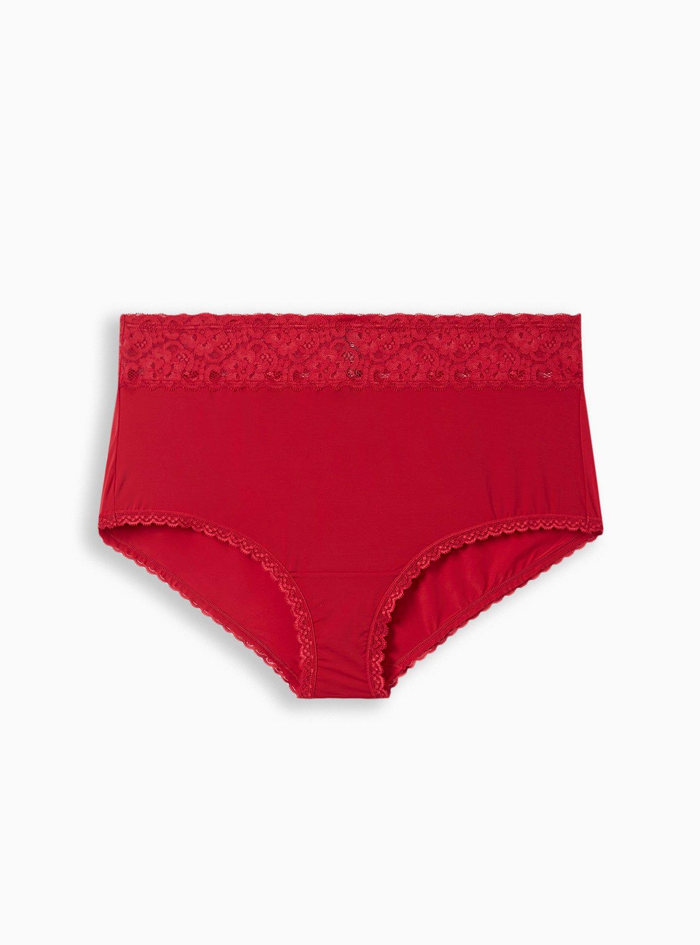 Plus Size - Shine Microfiber Wide Lace Brief Panty - Torrid