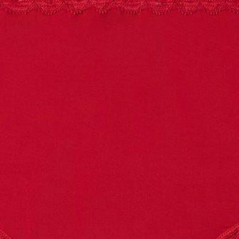 Plus Size Second Skin Mid-Rise Brief Lace Trim Panty, JESTER RED, swatch