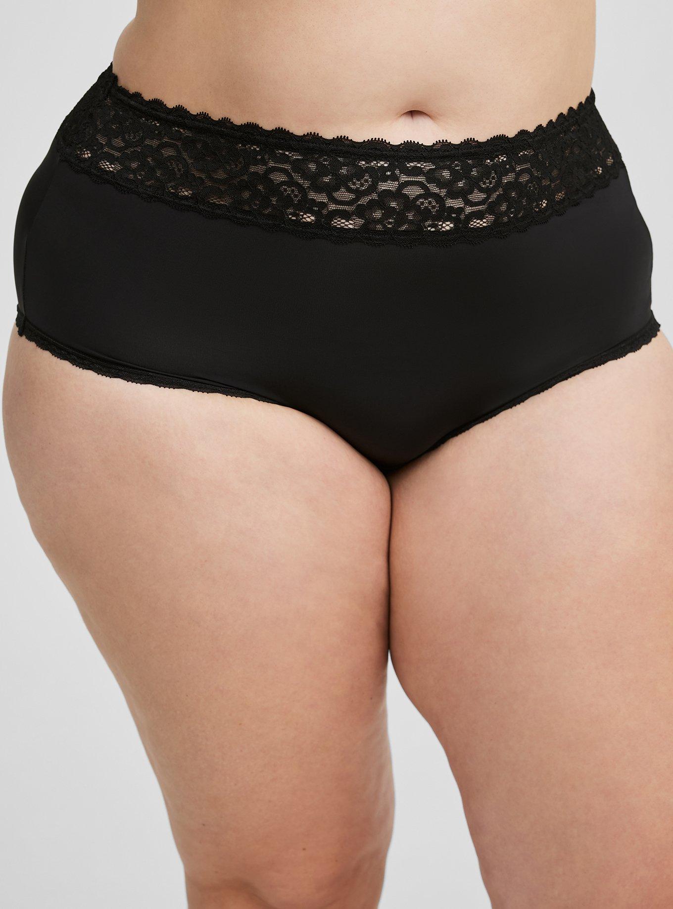 Shine Microfiber Wide Lace Brief Panty