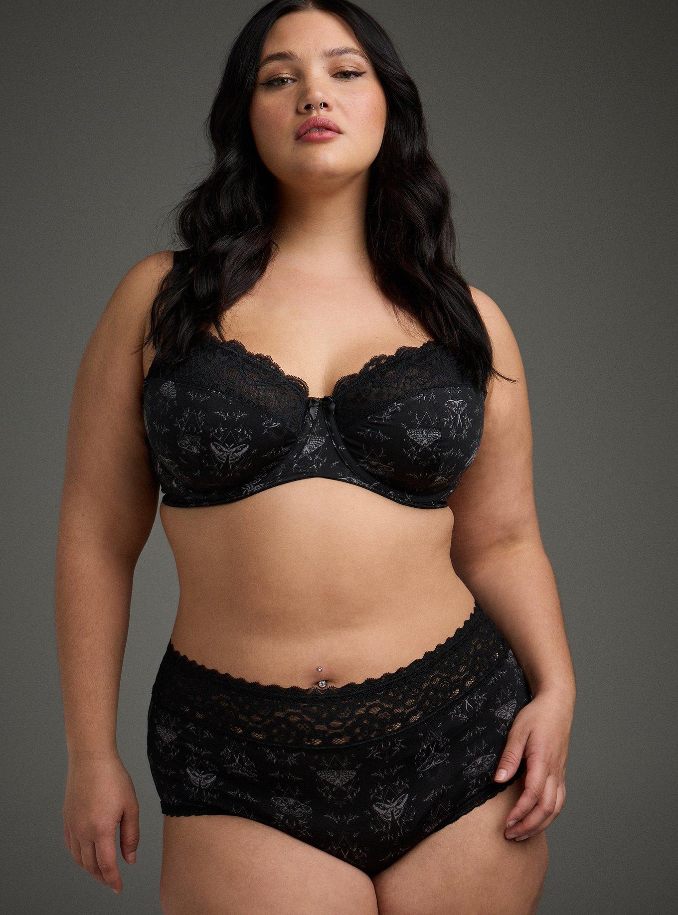 Second Skin Mid-Rise Brief Lace Trim Panty, SMALL MYSTIC MOTHS RICH BLACK, alternate