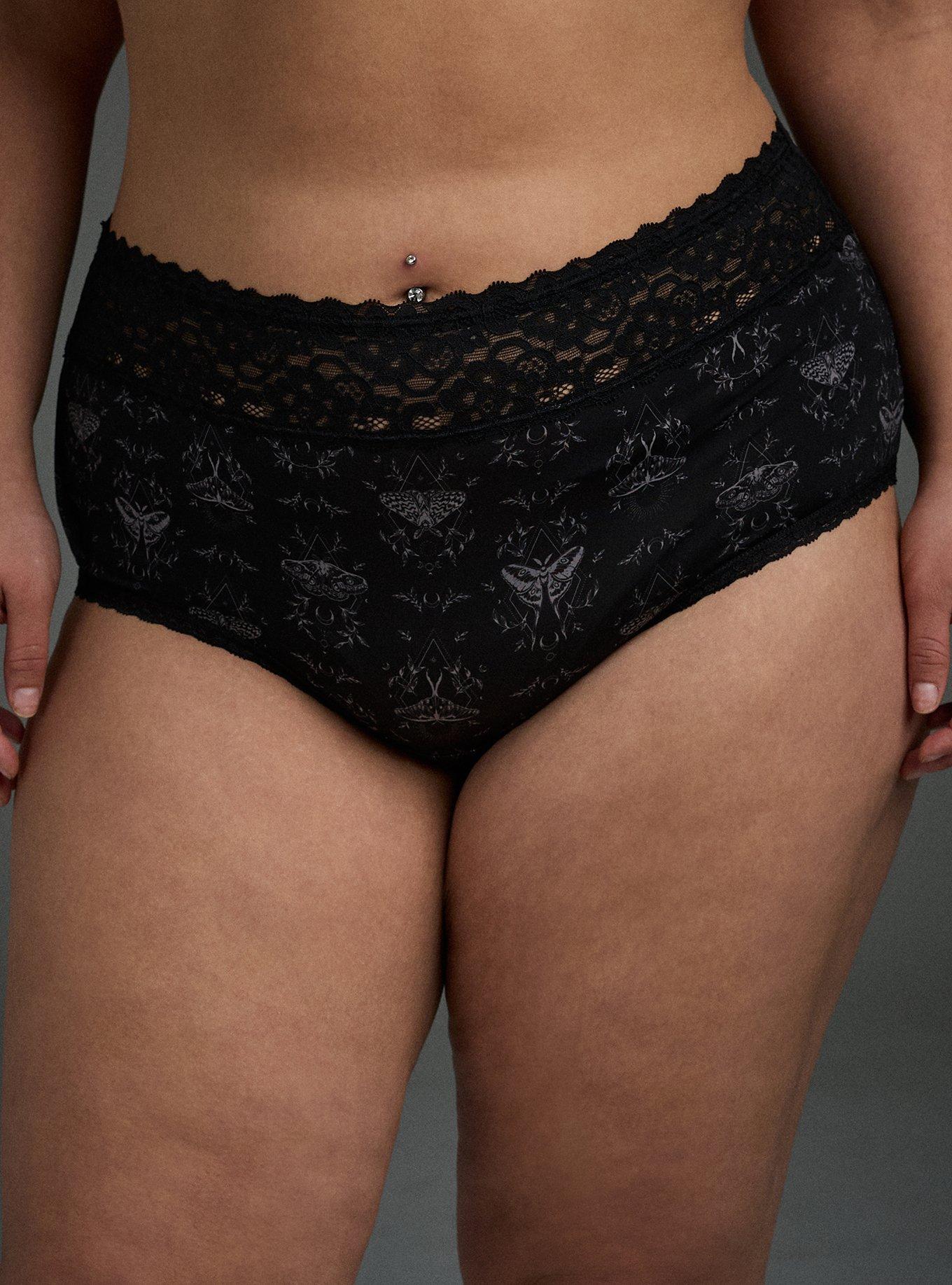 Second Skin Mid-Rise Brief Lace Trim Panty, SMALL MYSTIC MOTHS RICH BLACK, alternate