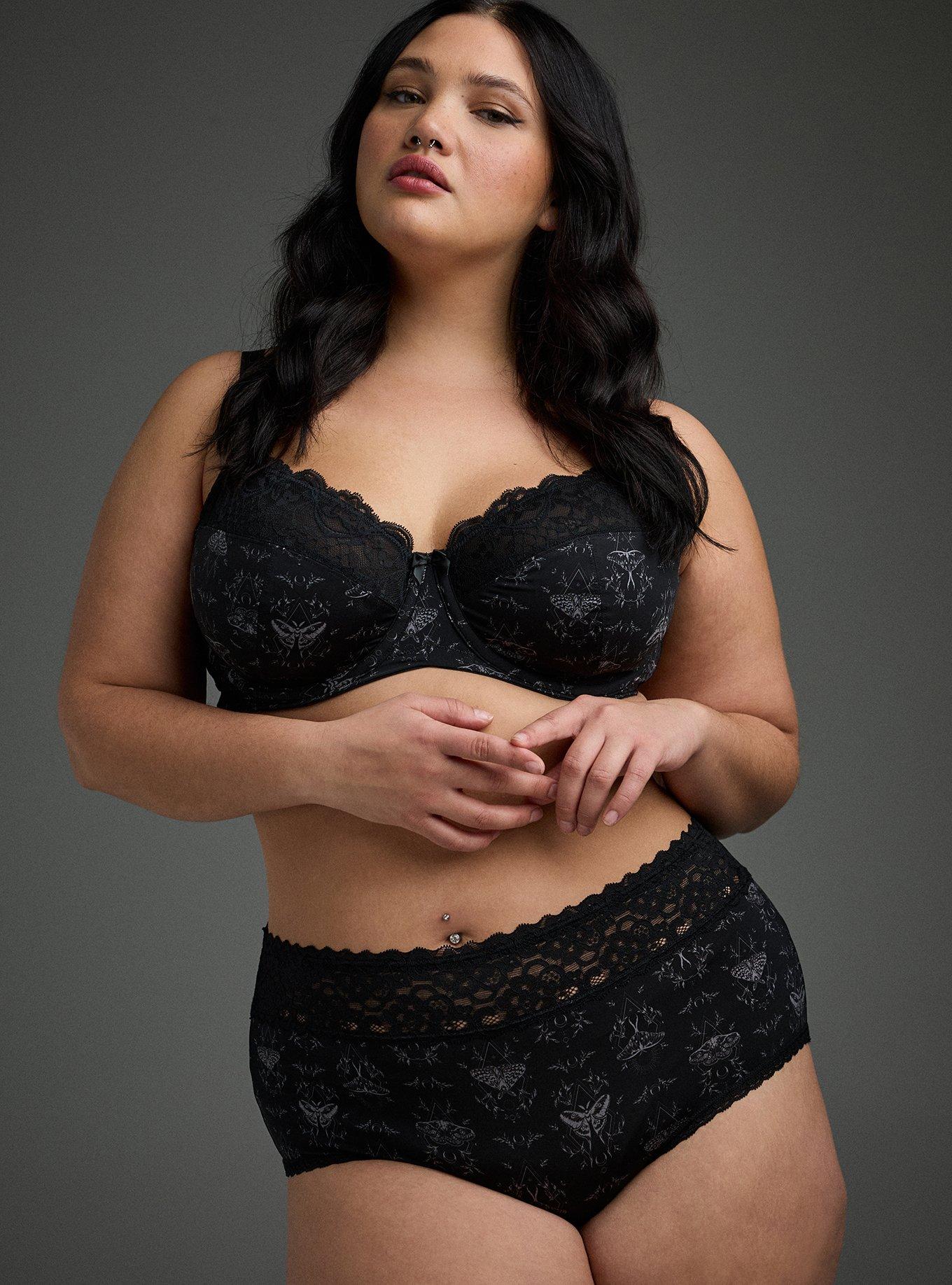 Second Skin Mid-Rise Brief Lace Trim Panty, SMALL MYSTIC MOTHS RICH BLACK, alternate