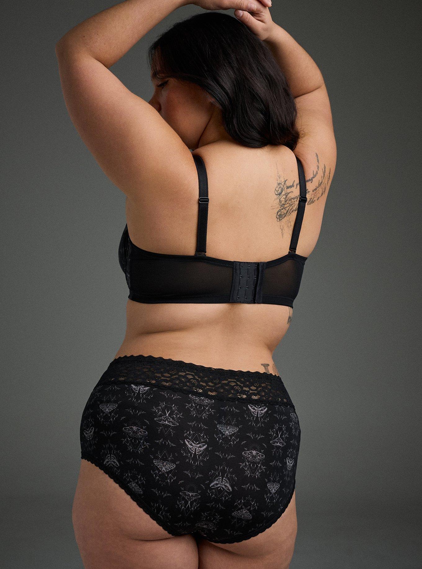 Second Skin Mid-Rise Brief Lace Trim Panty, SMALL MYSTIC MOTHS RICH BLACK, alternate