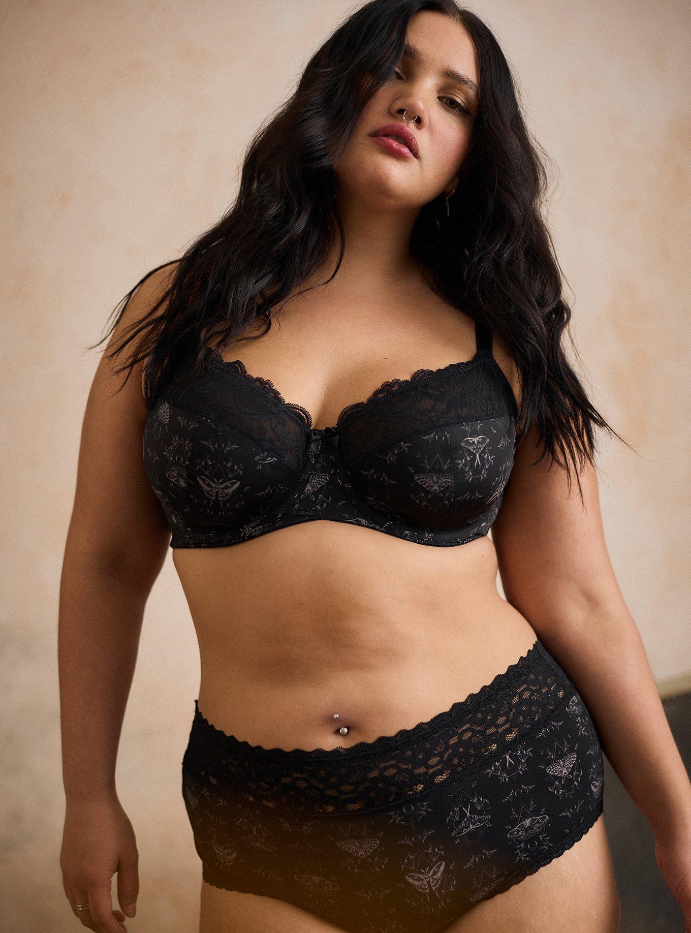 Second Skin Mid-Rise Brief Lace Trim Panty, SMALL MYSTIC MOTHS RICH BLACK, hi-res