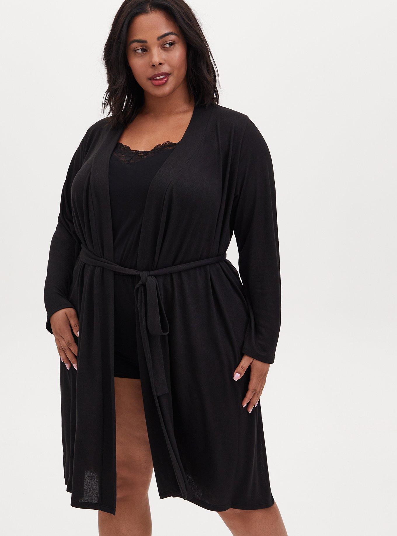 Super Soft Plush Sleep Robe, DEEP BLACK, alternate