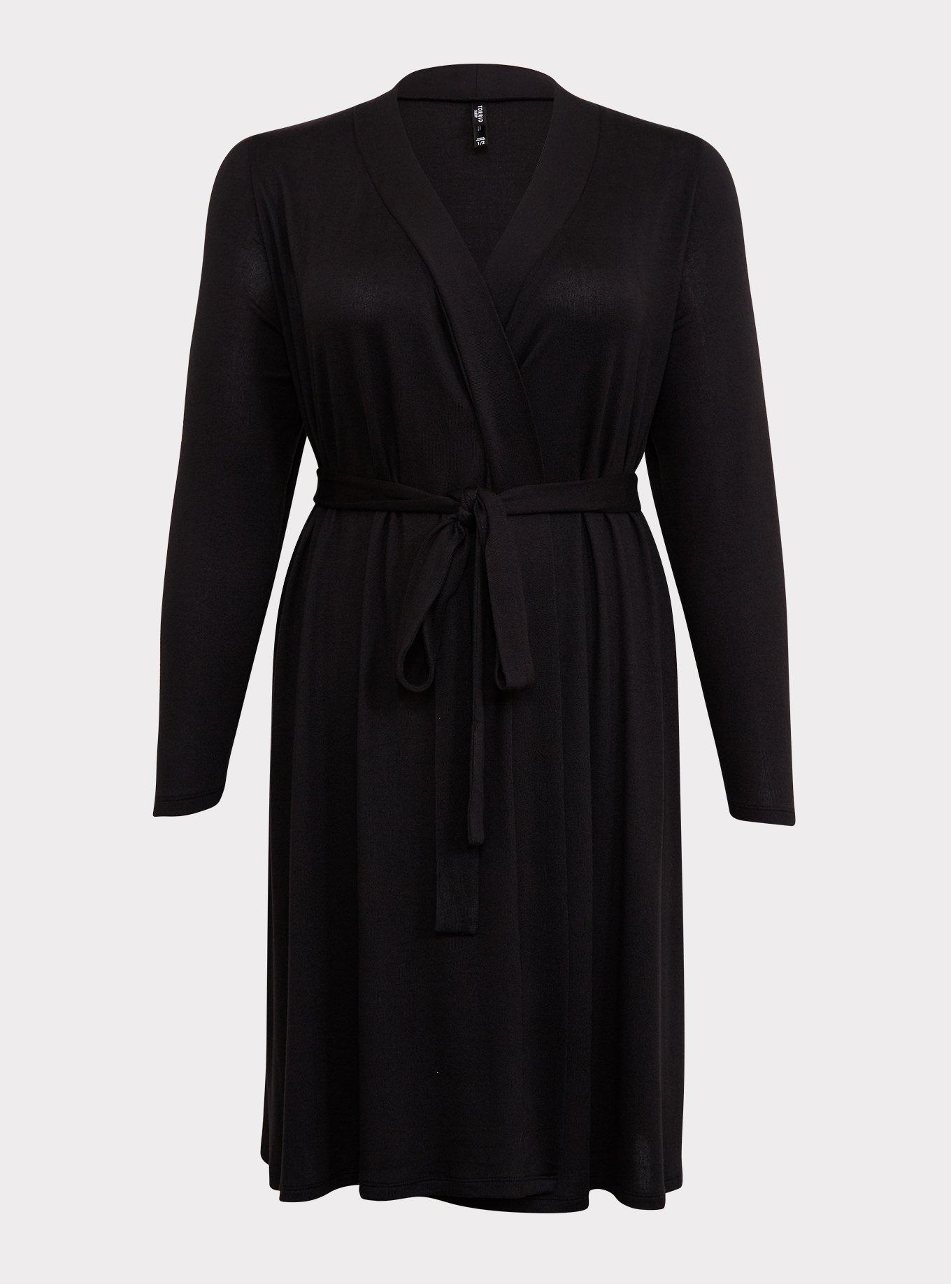 Super Soft Plush Sleep Robe, DEEP BLACK, hi-res