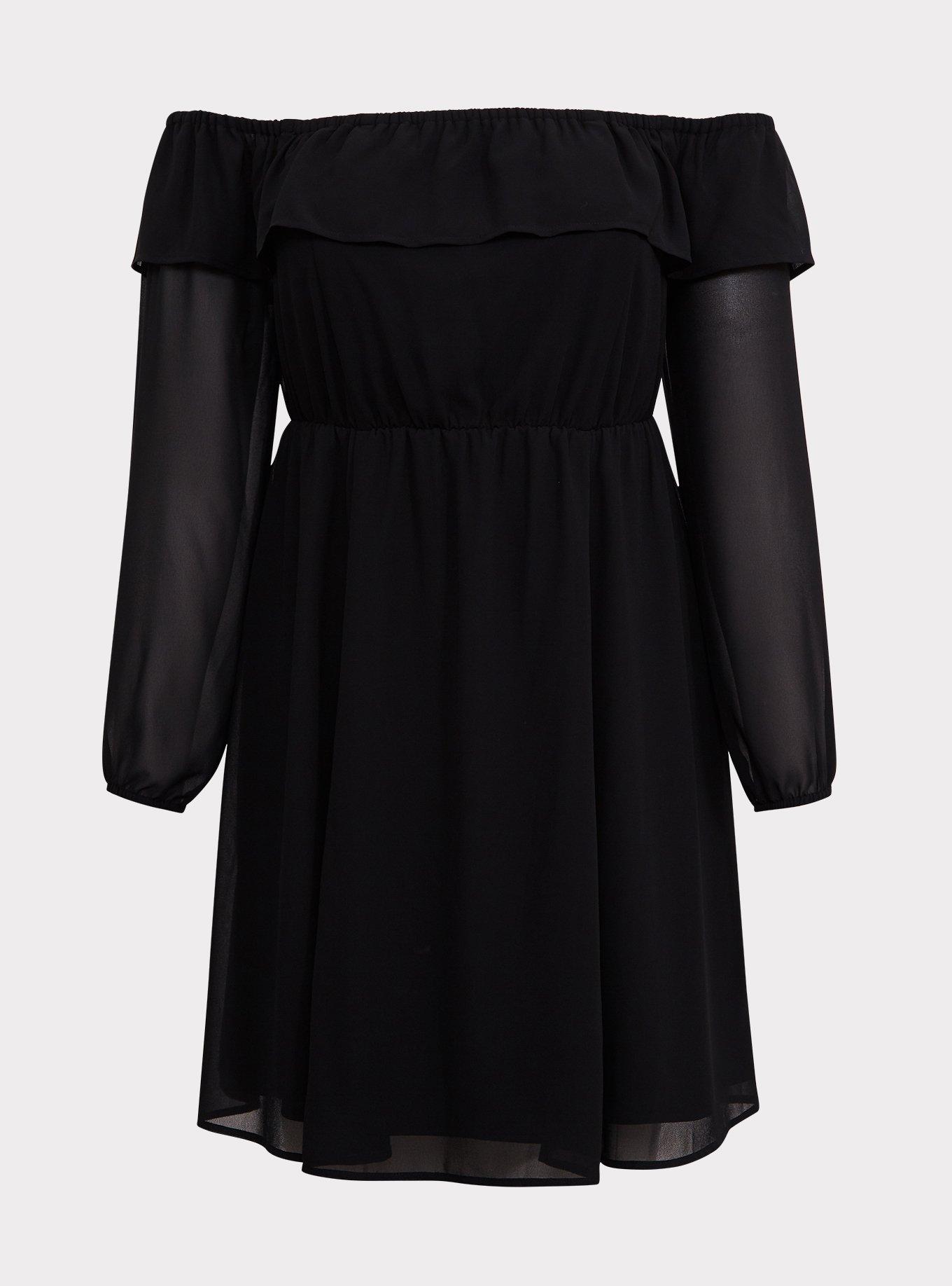 Mini Chiffon Off-Shoulder Skater Dress, , hi-res