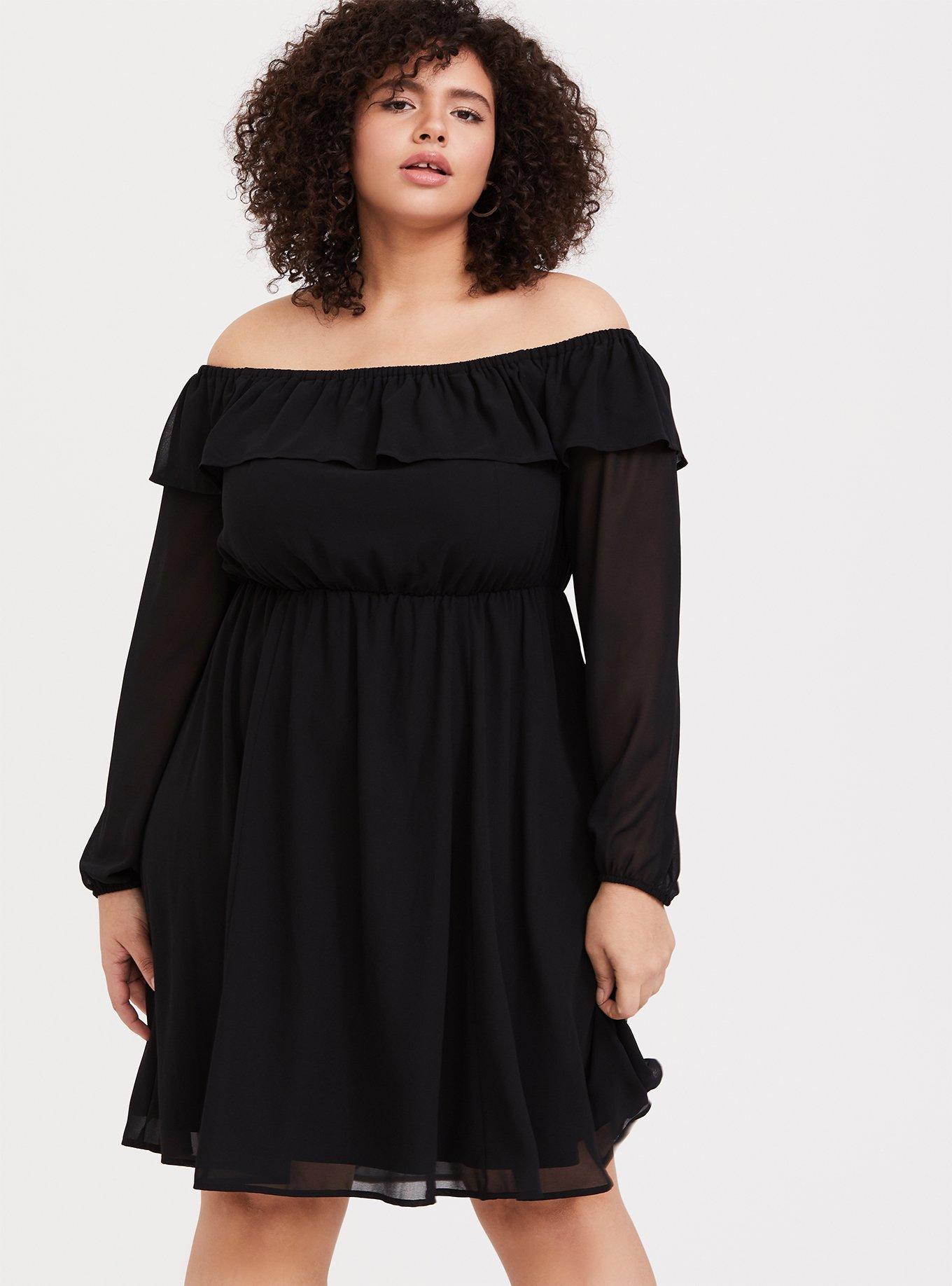 Mini Chiffon Off-Shoulder Skater Dress, , hi-res