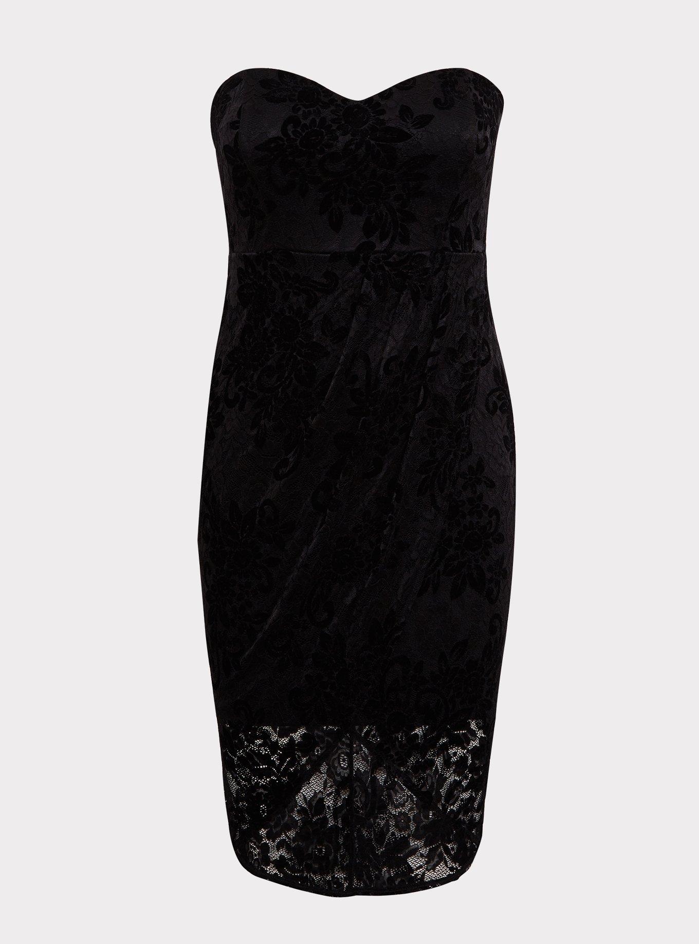 Plus Size - Black Lace Strapless Wrap Dress - Torrid