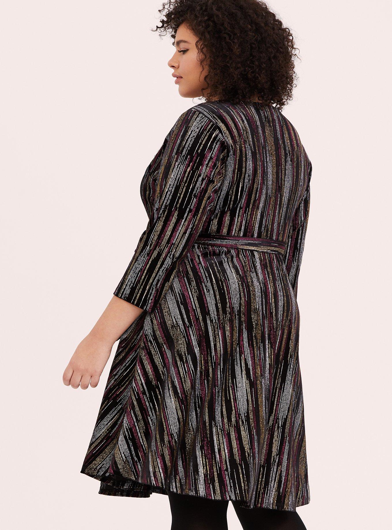 glitter stripe dress Anjelica Glitter Stripe Swing Dress