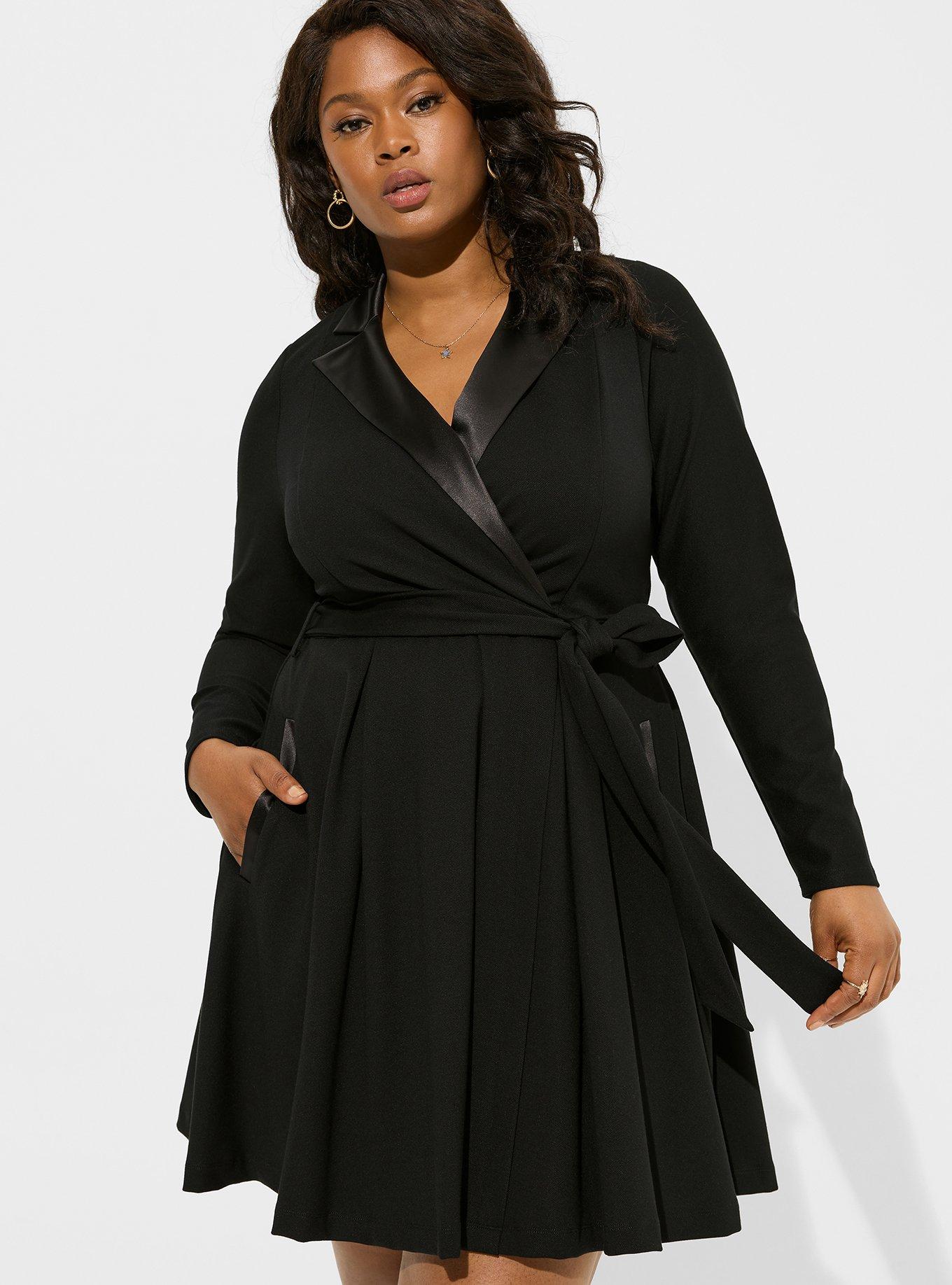 NWT Torrid Plus Size 2 2X 18/20 SCUBA FIT & FLARE MINI DRESS - BLACK