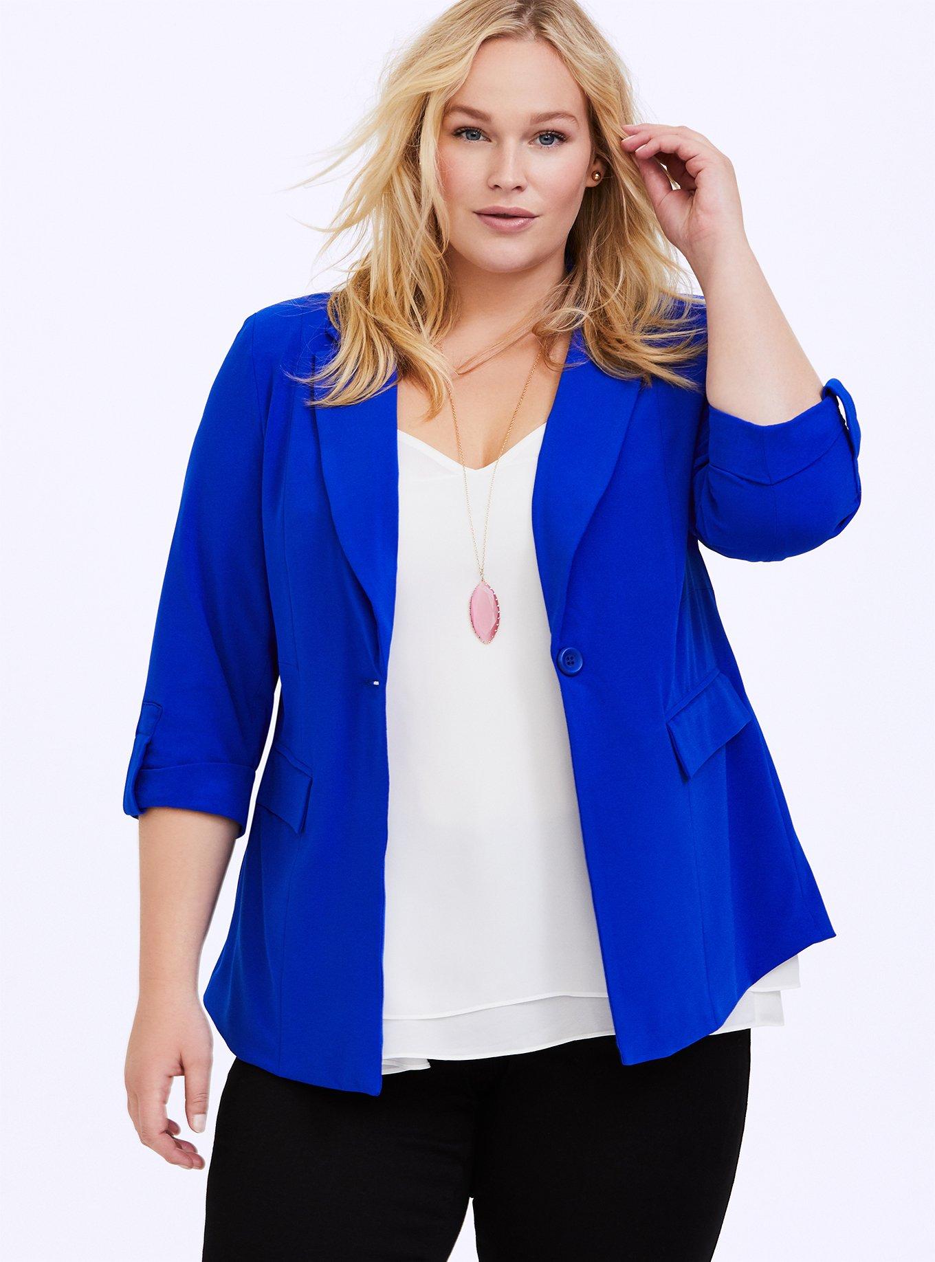 Celebrity Royal Blue Women's Blazer Plus Size Casual Female Pants