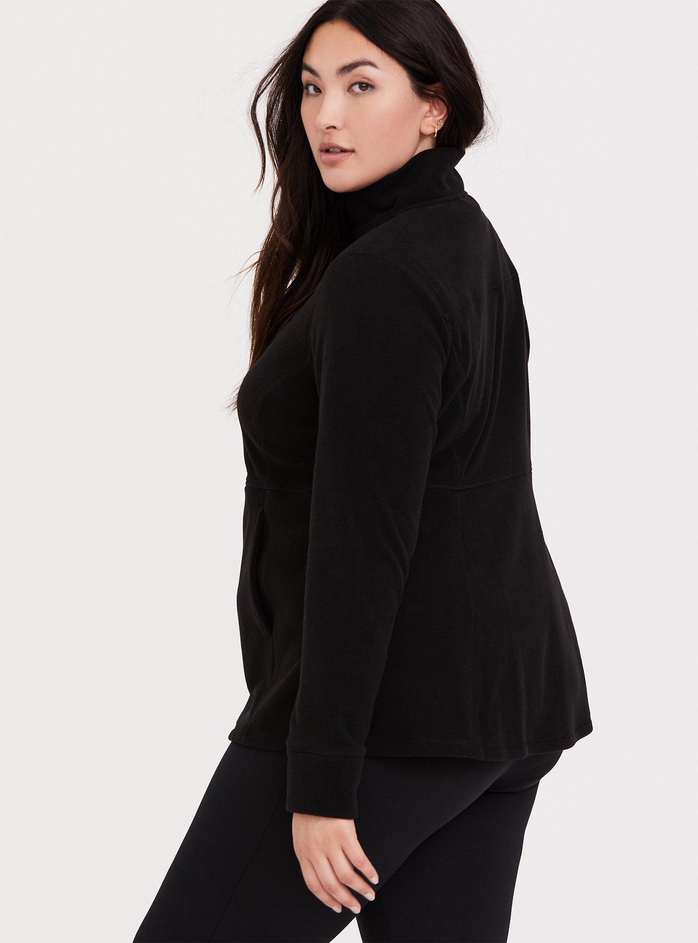 Fleece Zip Active Jacket, DEEP BLACK, alternate