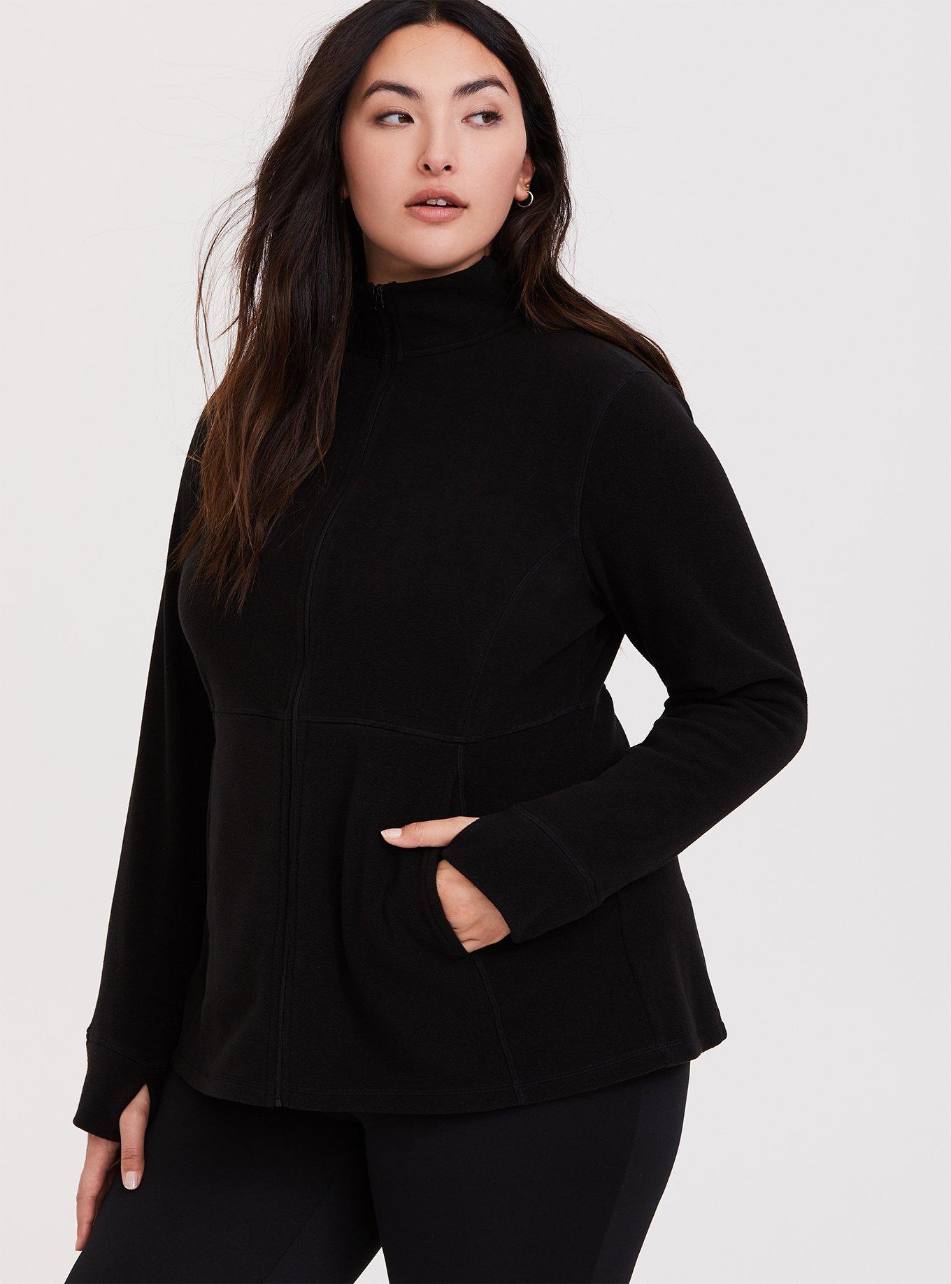 Fleece Zip Active Jacket, DEEP BLACK, alternate