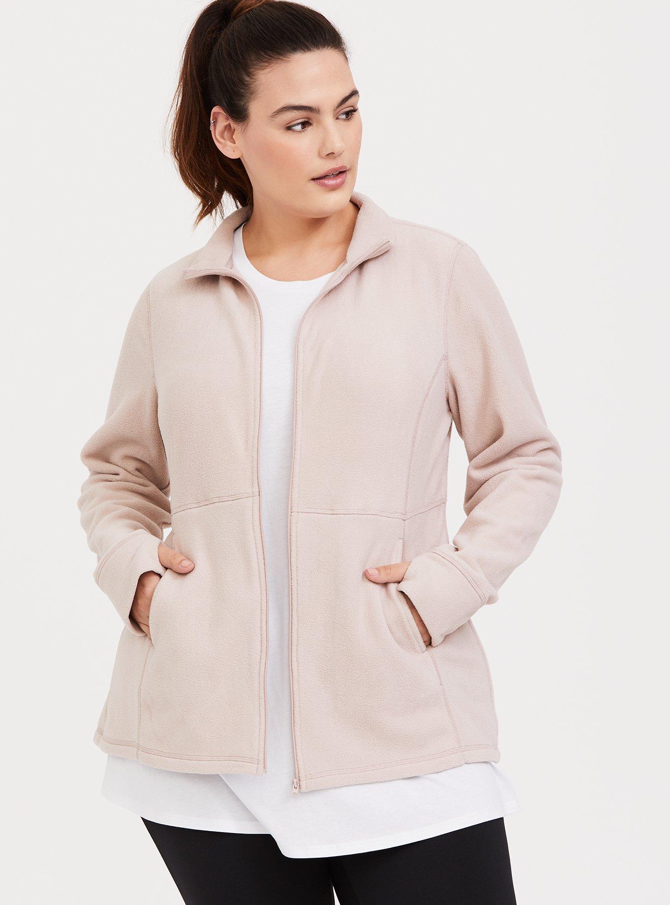 Fleece Zip Active Jacket, MUSHROOM, hi-res