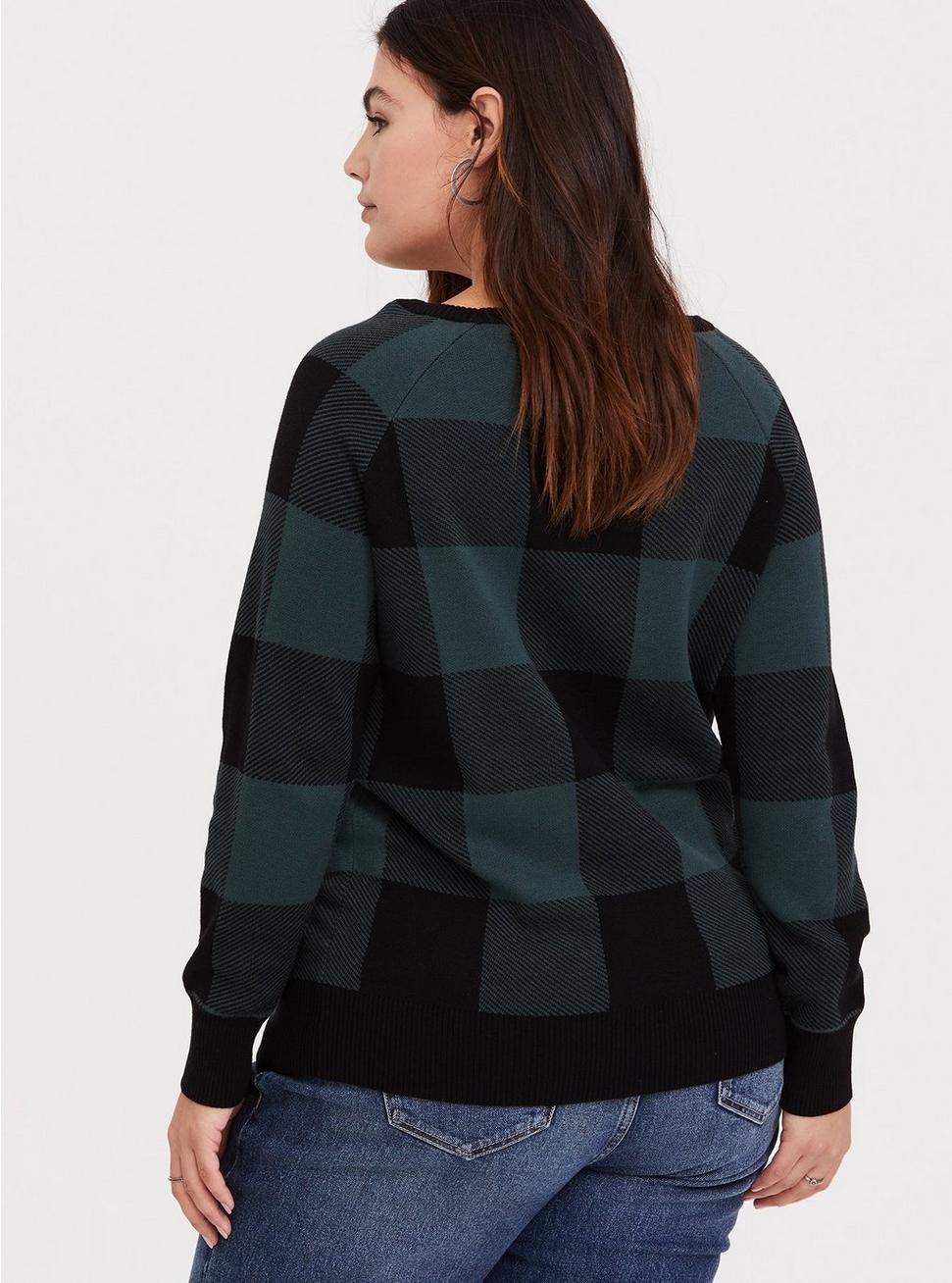Plus Size - Green & Black Jacquard Plaid Pullover Sweater - Torrid