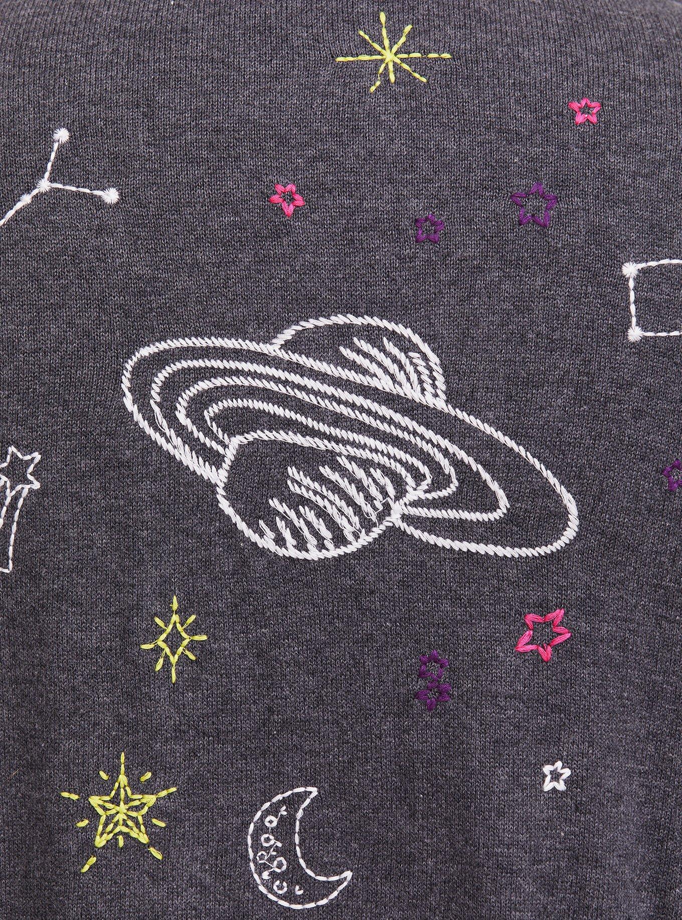 Plus Size Charcoal Grey Neon Galaxy Crew Sweatshirt, , alternate
