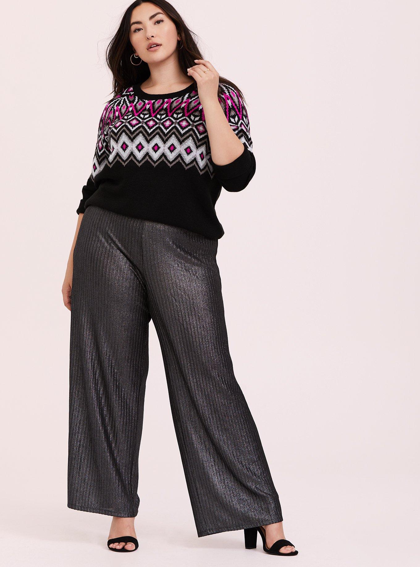 Plus Size - Black & Hot Pink Fair Isle Sweater - Torrid