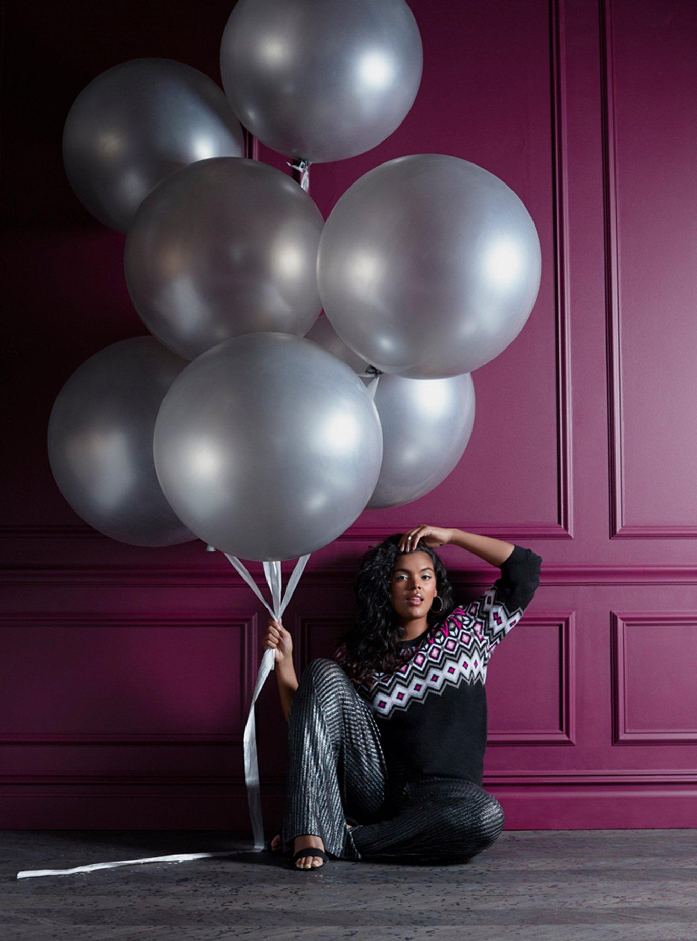 Plus Size Black & Hot Pink Fair Isle Sweater, , hi-res