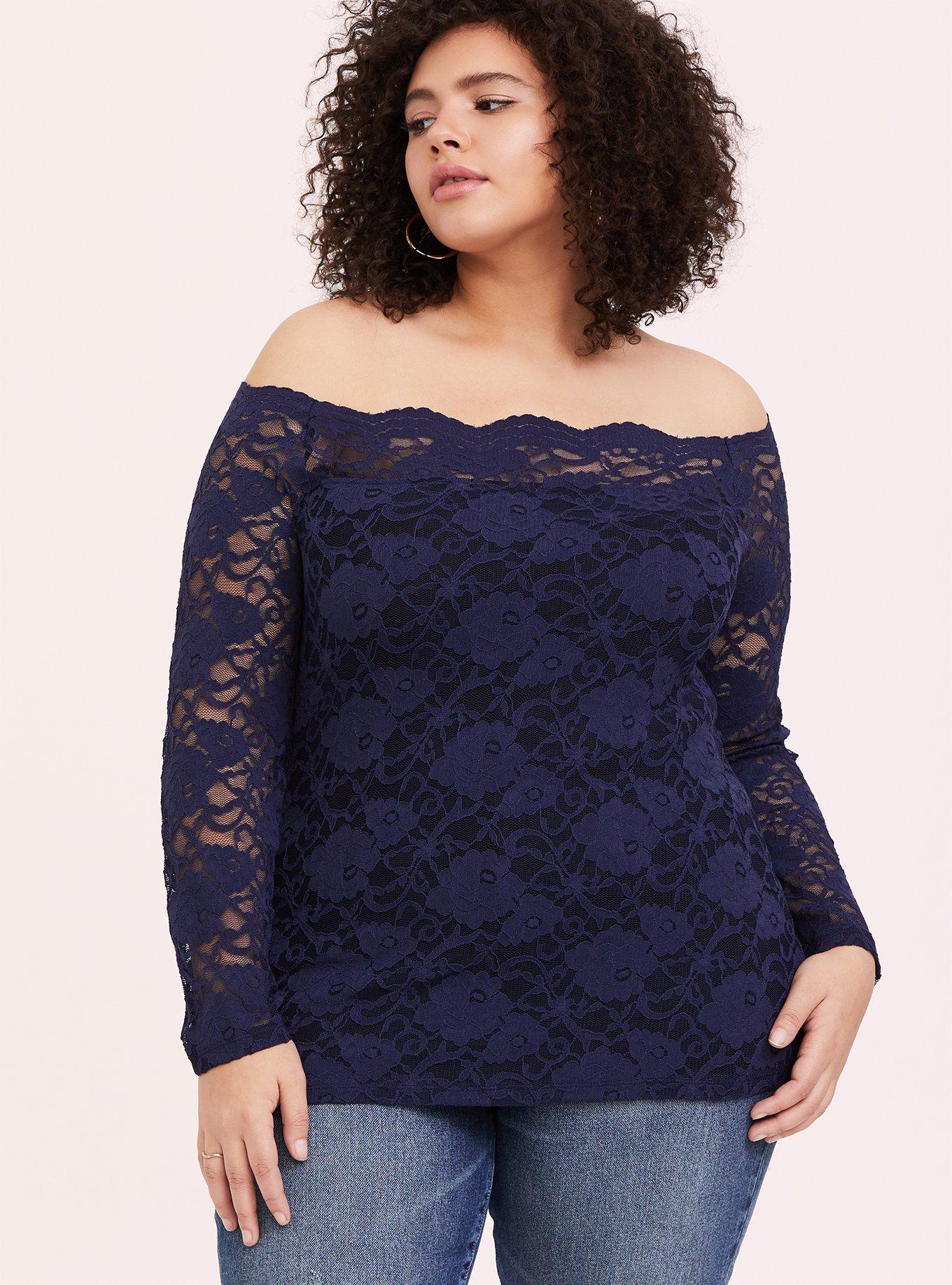 Plus Size Lace Boat Neck Top Torrid