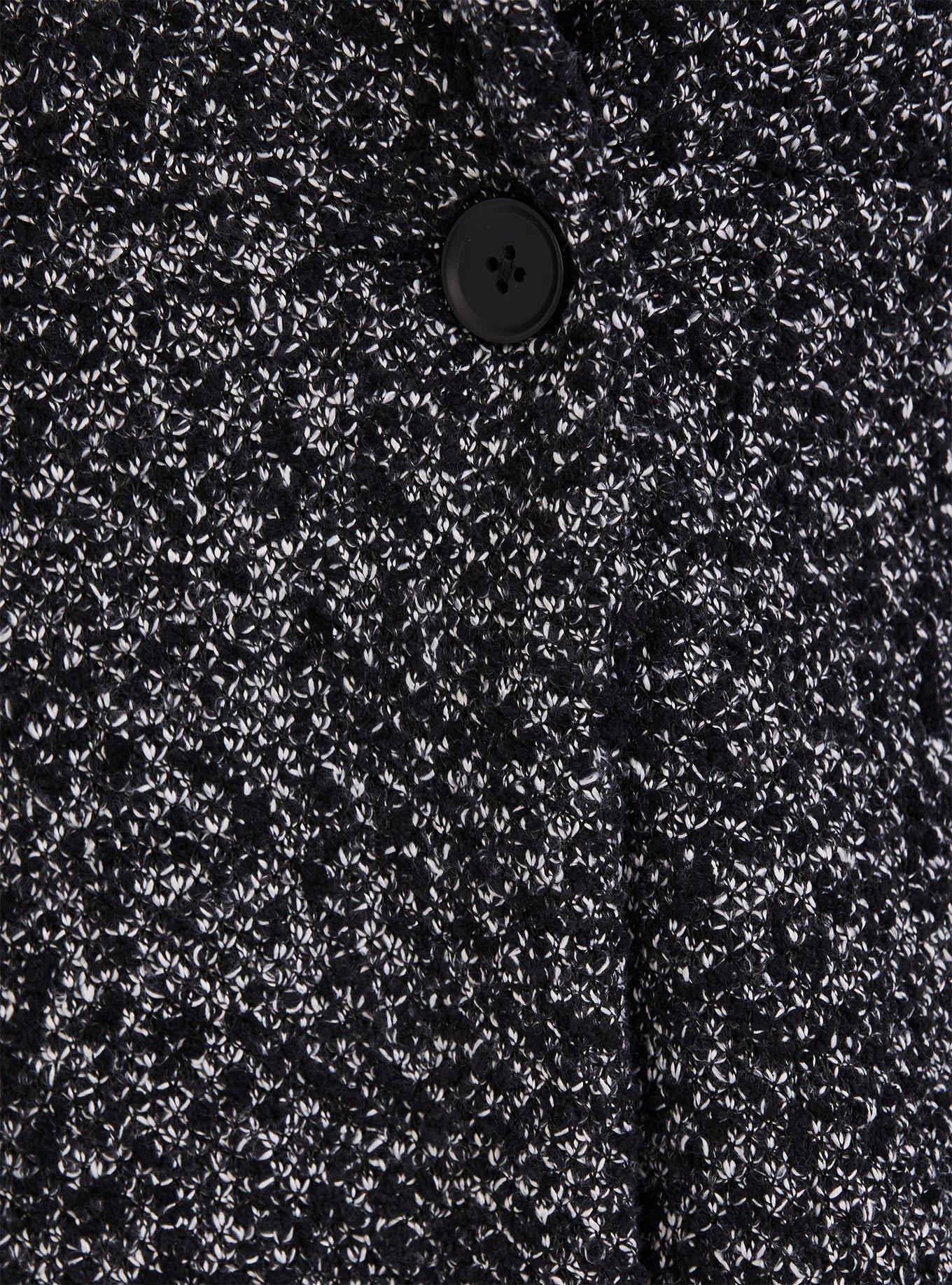 Black & White Boucle Fit & Flare Coat, BLACK WHITE, alternate